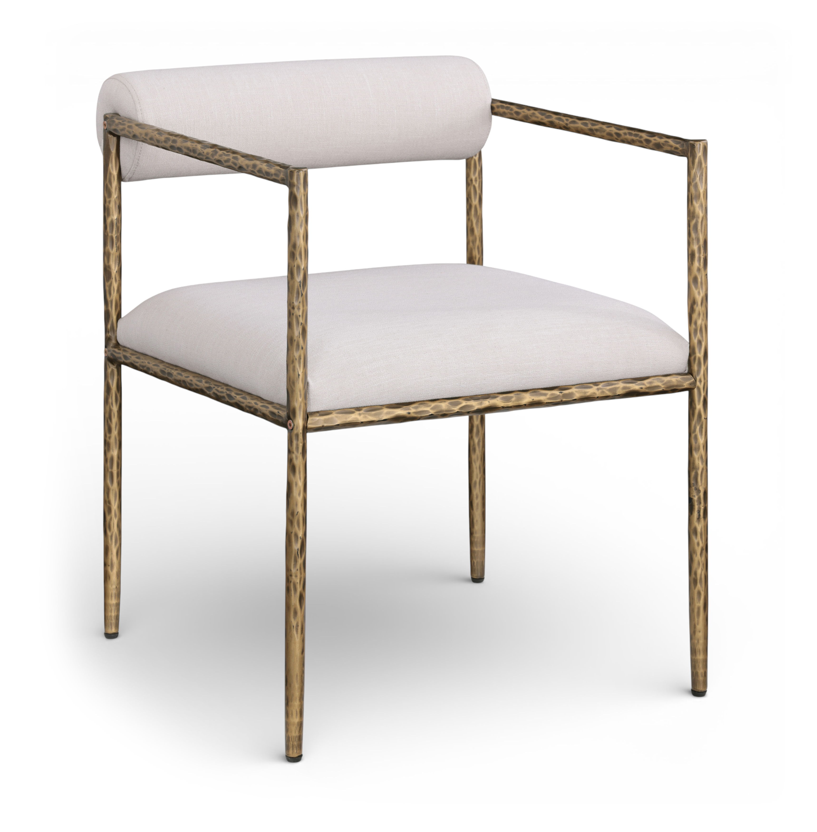 Axis - Linen Textured Fabric Upholstered Dining Chair (Set of 2) - Beige / Powder Coated Brushed Brass