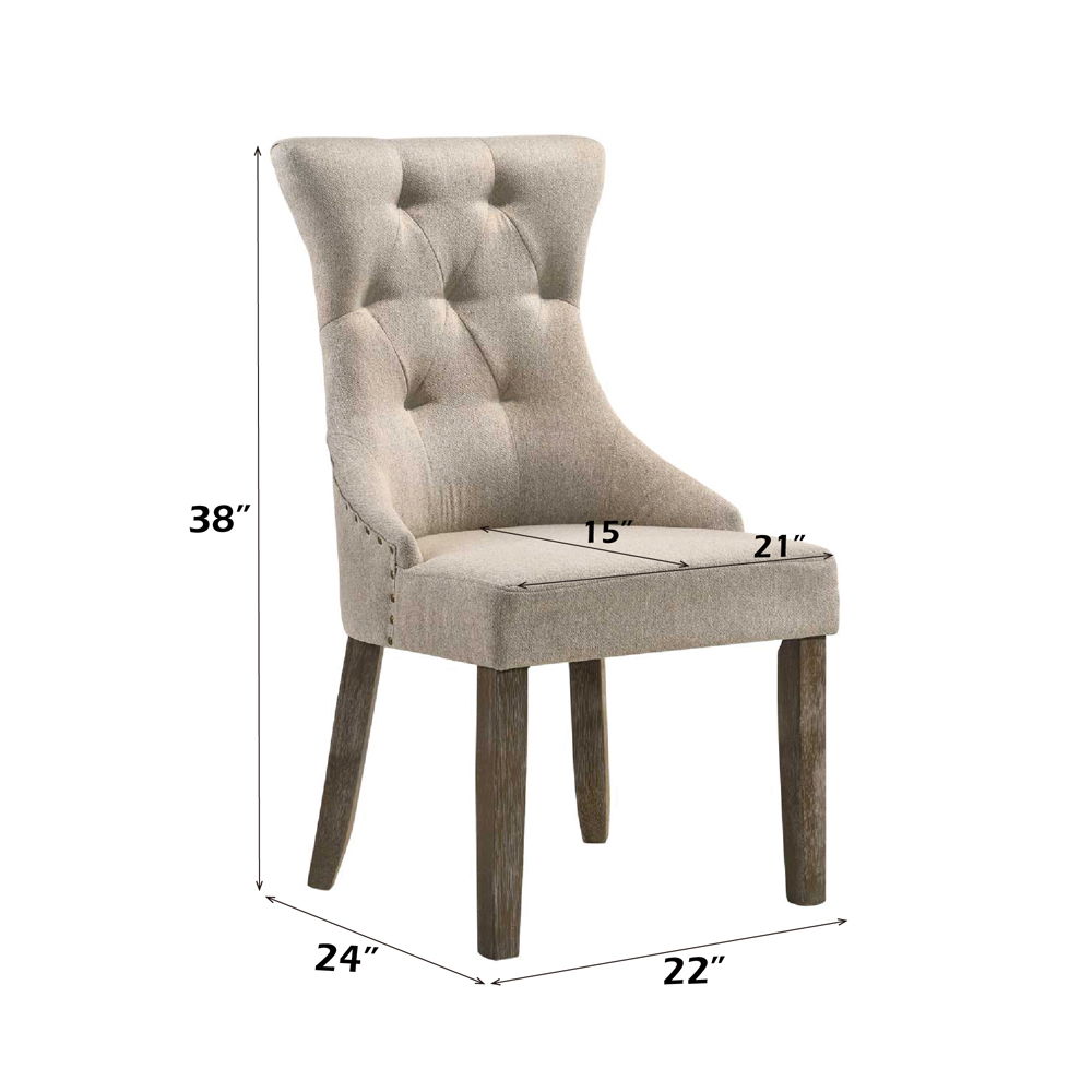 Gabrian - Side Chair (Set of 2) - Two-Tone Beige Fabric & Reclaimed Gray, beige, view 8
