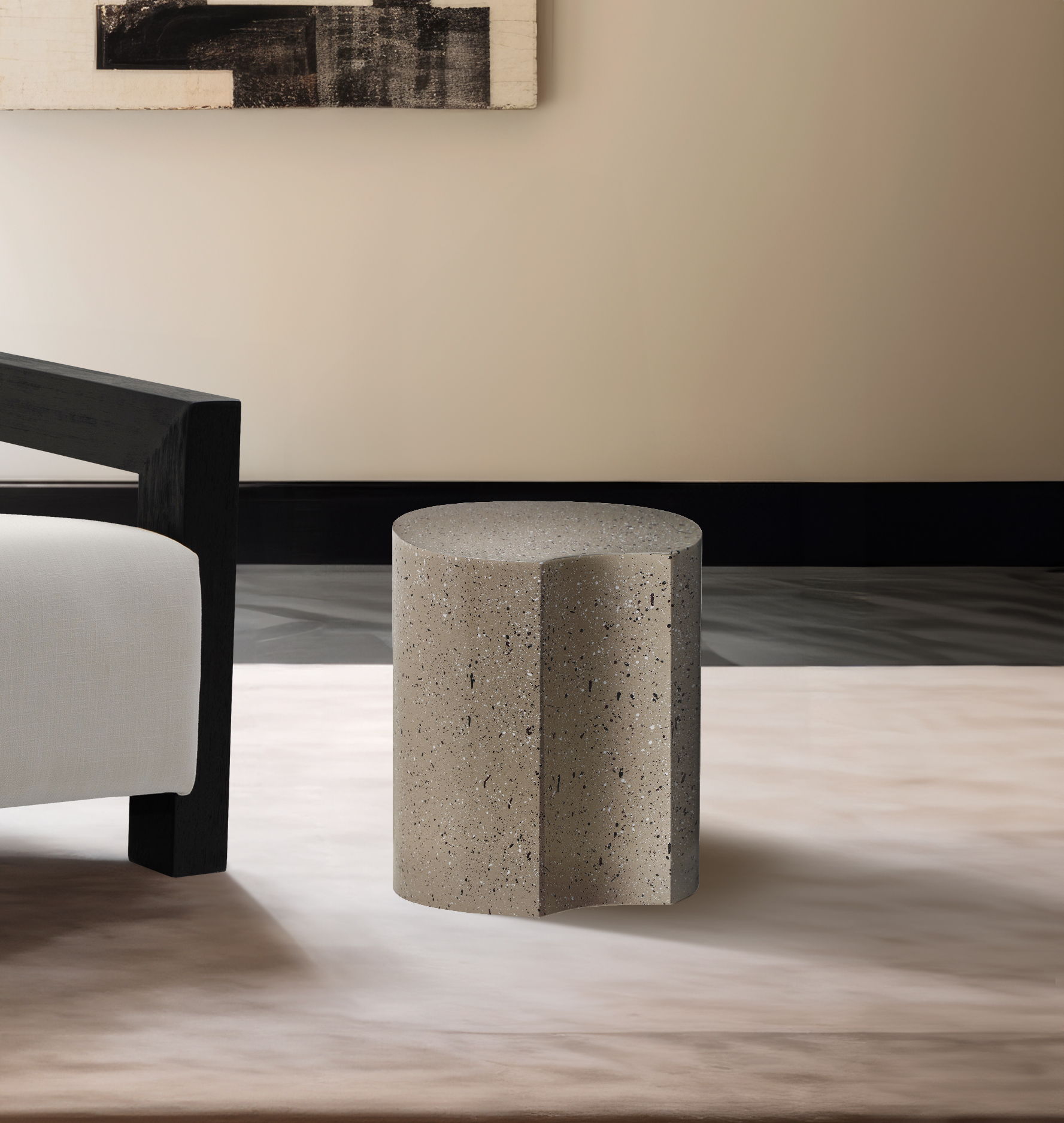 Dimple - 16" End Table - Taupe Terazzo