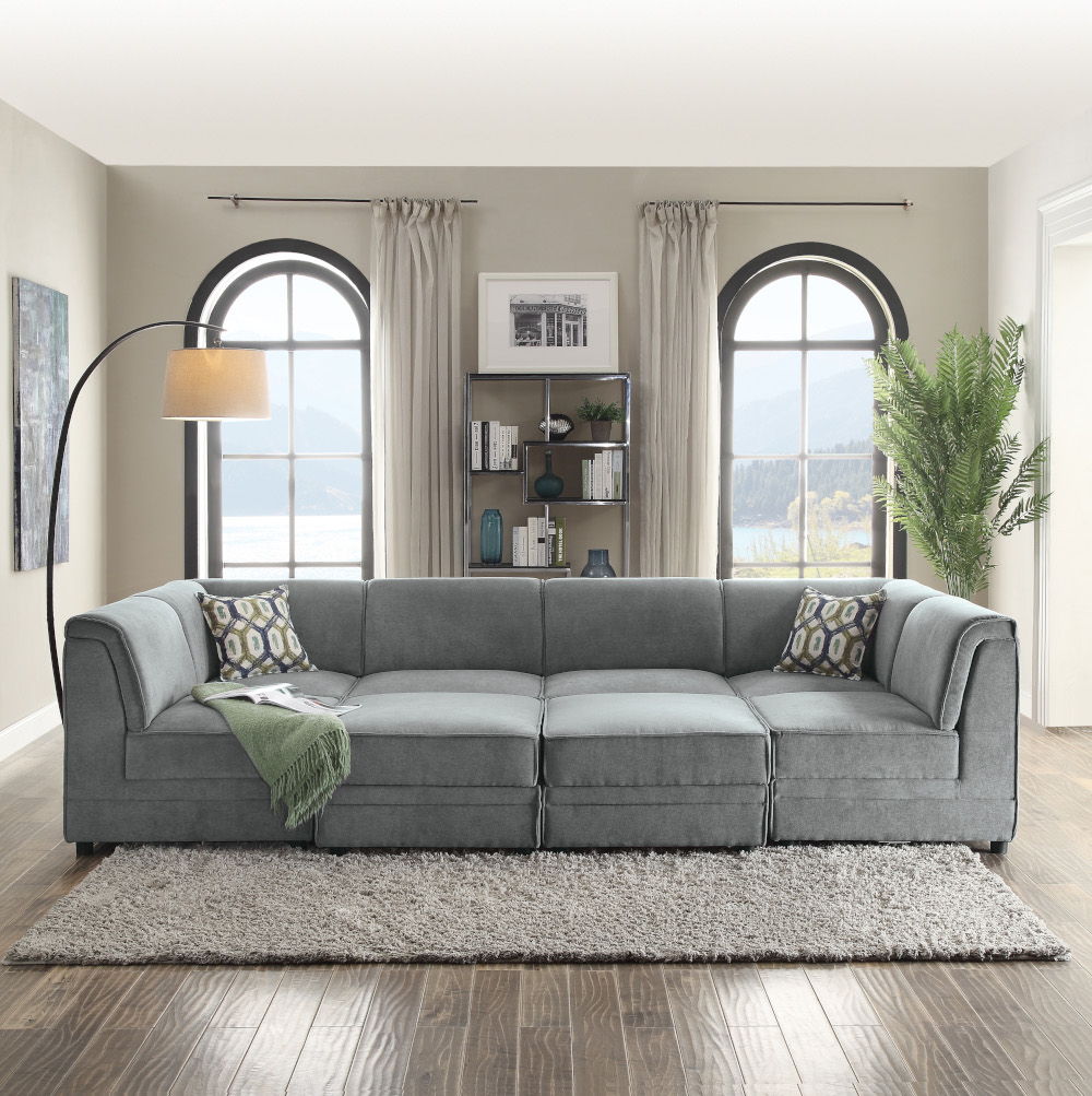 Bois - Modular Armless Chair - Gray Velvet, dark gray, view 4