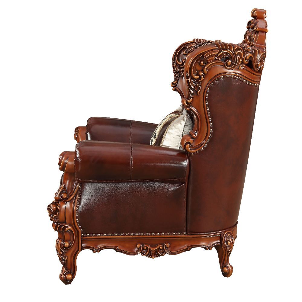 Eustoma - Chair - Cherry Top Grain Leather Match & Walnut, dark brown, view 6