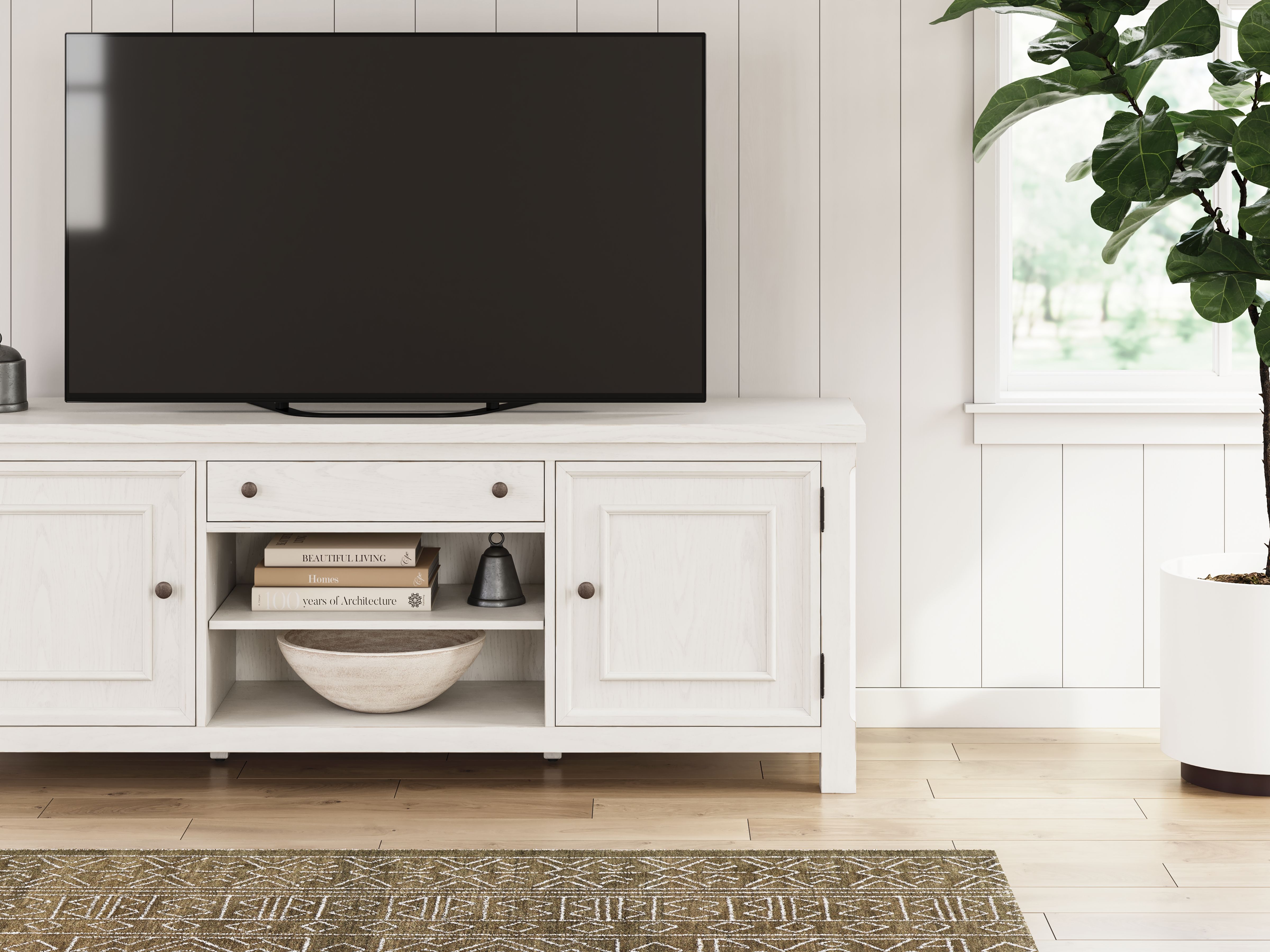 Ashley Furniture Robbinsdale - Extra Large TV Stand - Antique White - Image 8