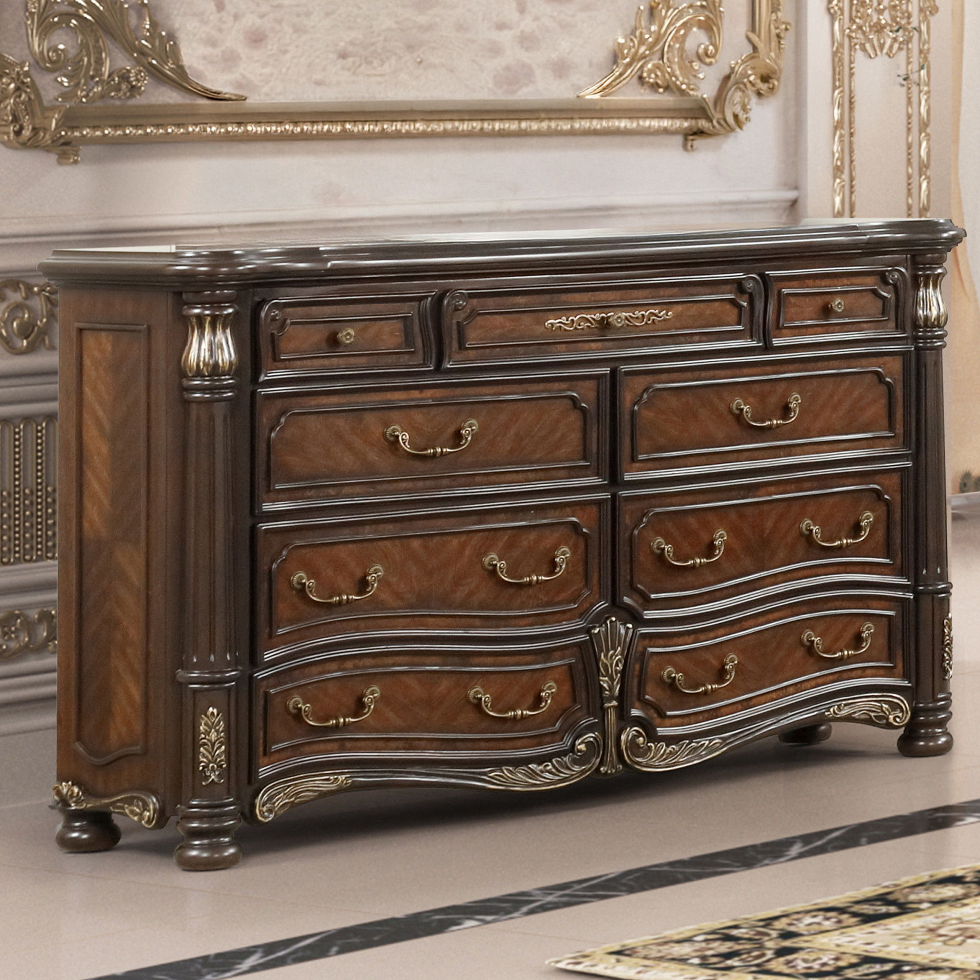 Bella Notte - Dresser - Mahogany Brown, light brown
