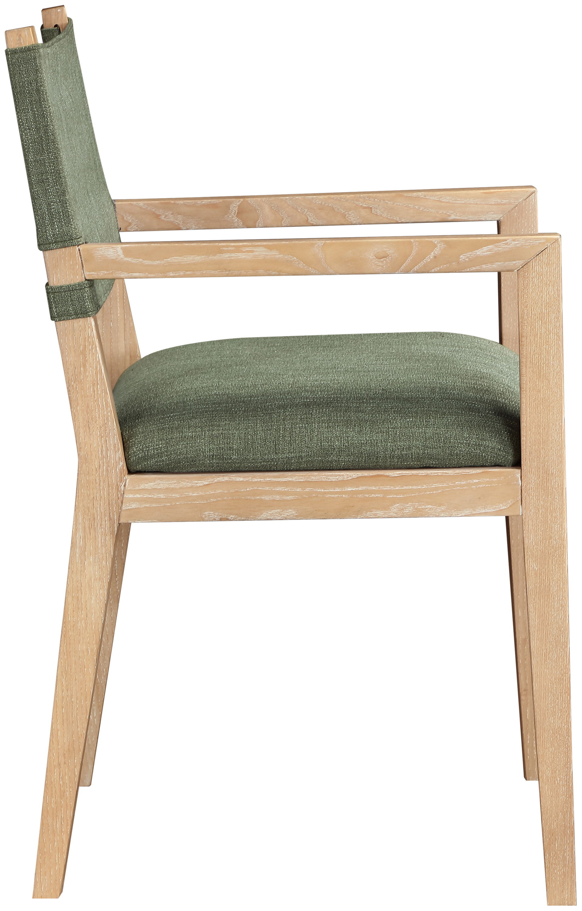 Avon - Linen Textured Performance Fabric Upholstered Dining Arm Chair - Olive