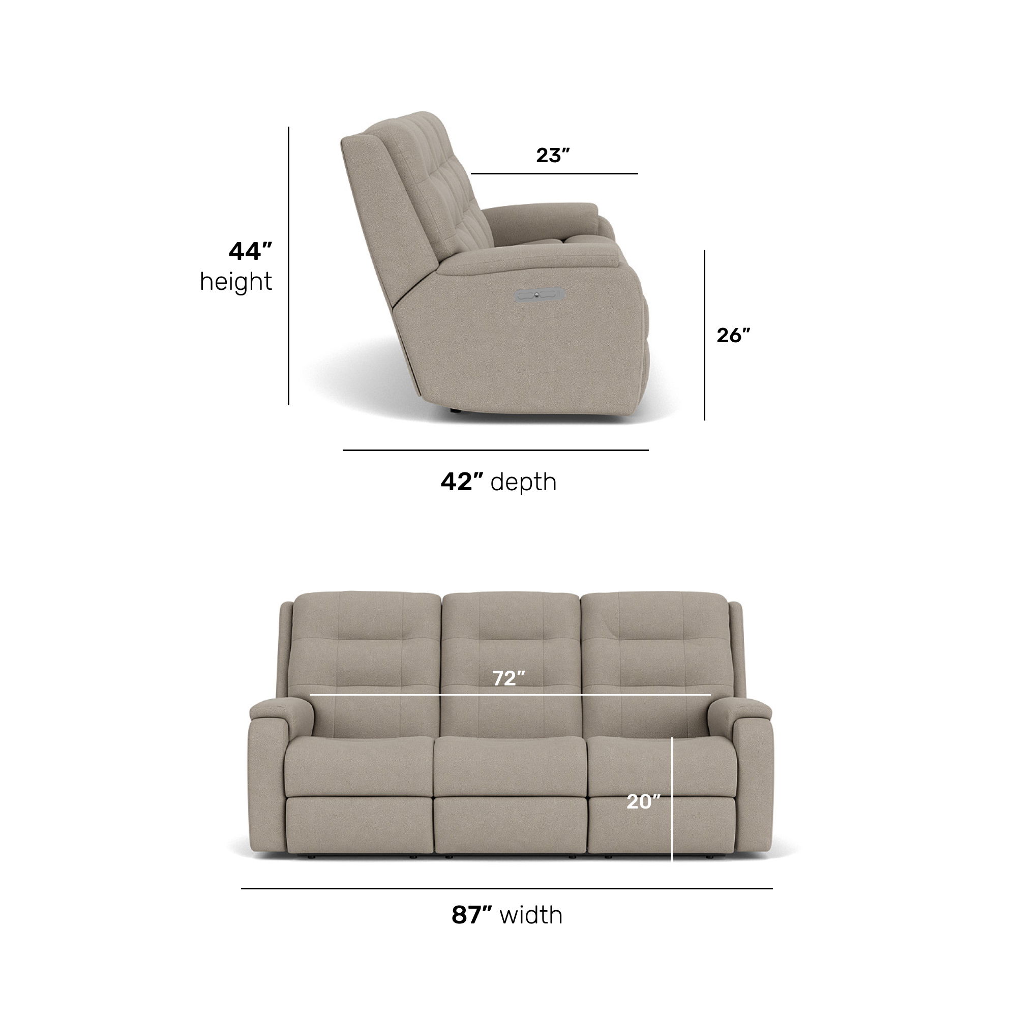 Arlo - Transitional Fabric Reclining Sofa, gray, view 8