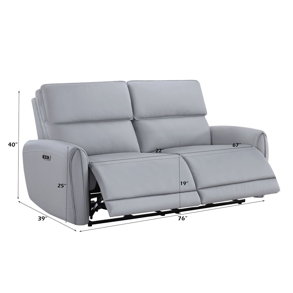 Jeromie - Power Motion Sofa With USB Port - Gray Synthetic Leather, light gray, view 7