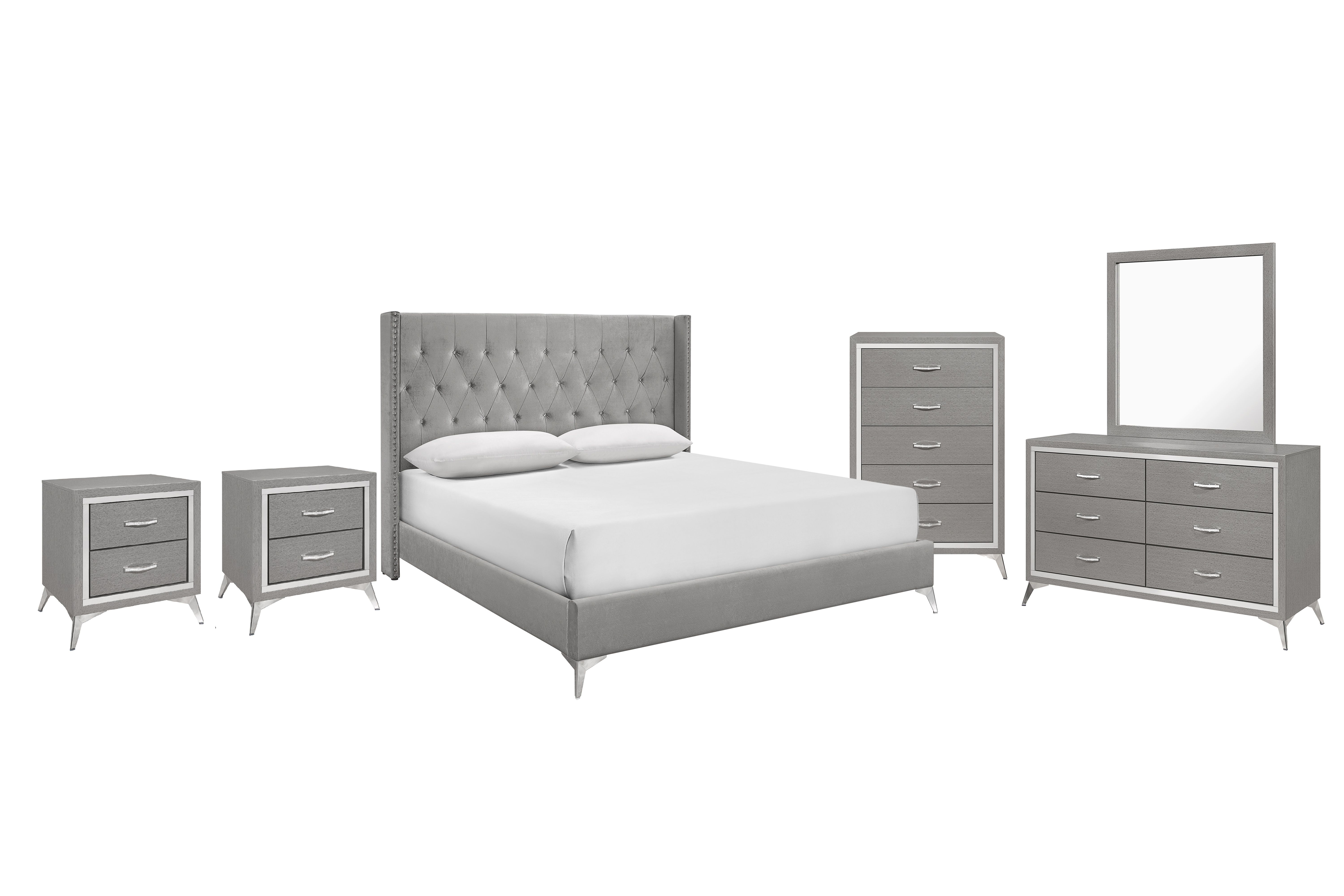 Eastern King · 6 Pc · Bed & Dresser & Mirror & Chest & 2 Nightstands