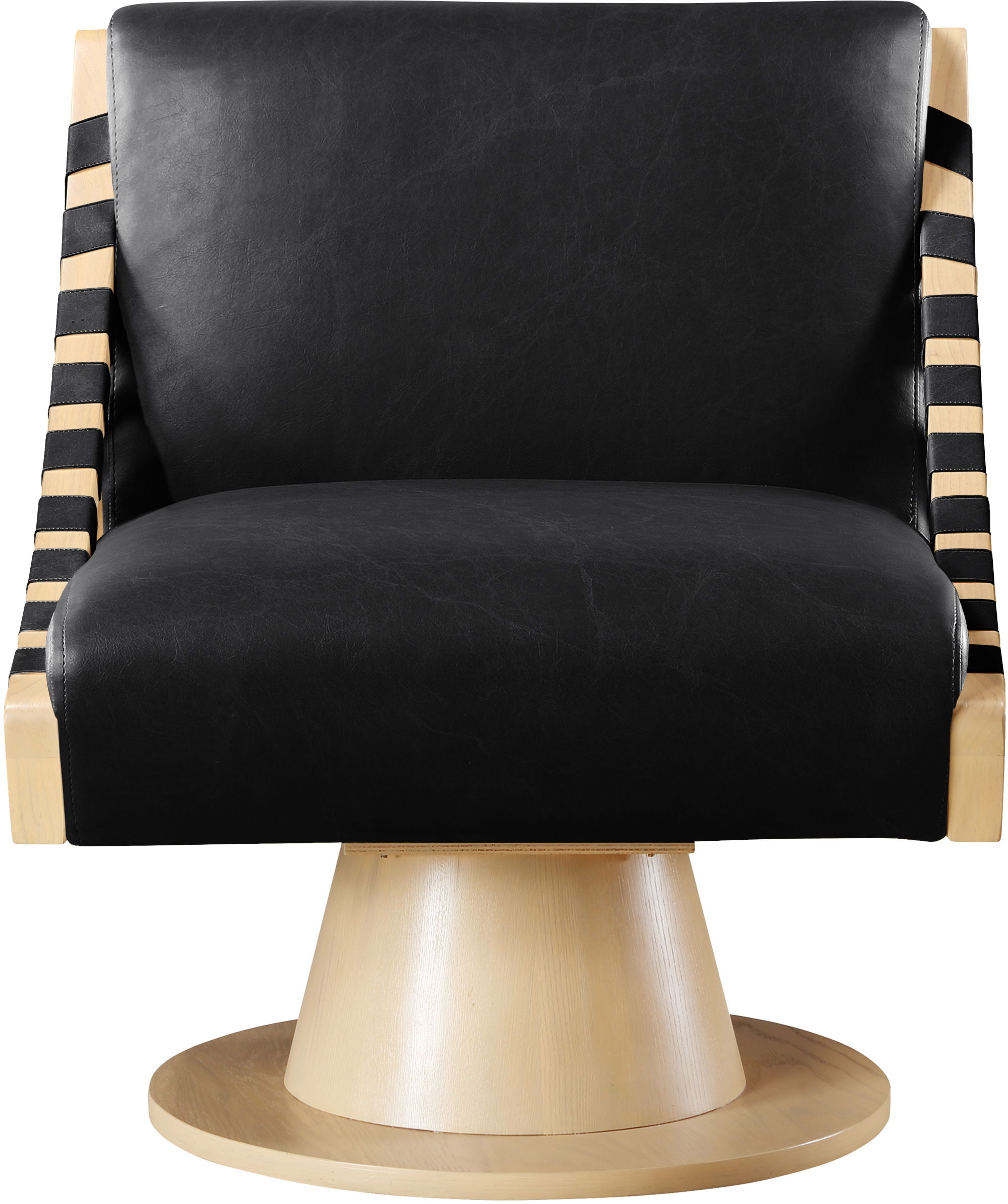 Millwin - Swivel Accent Chair With Natural Base - Black