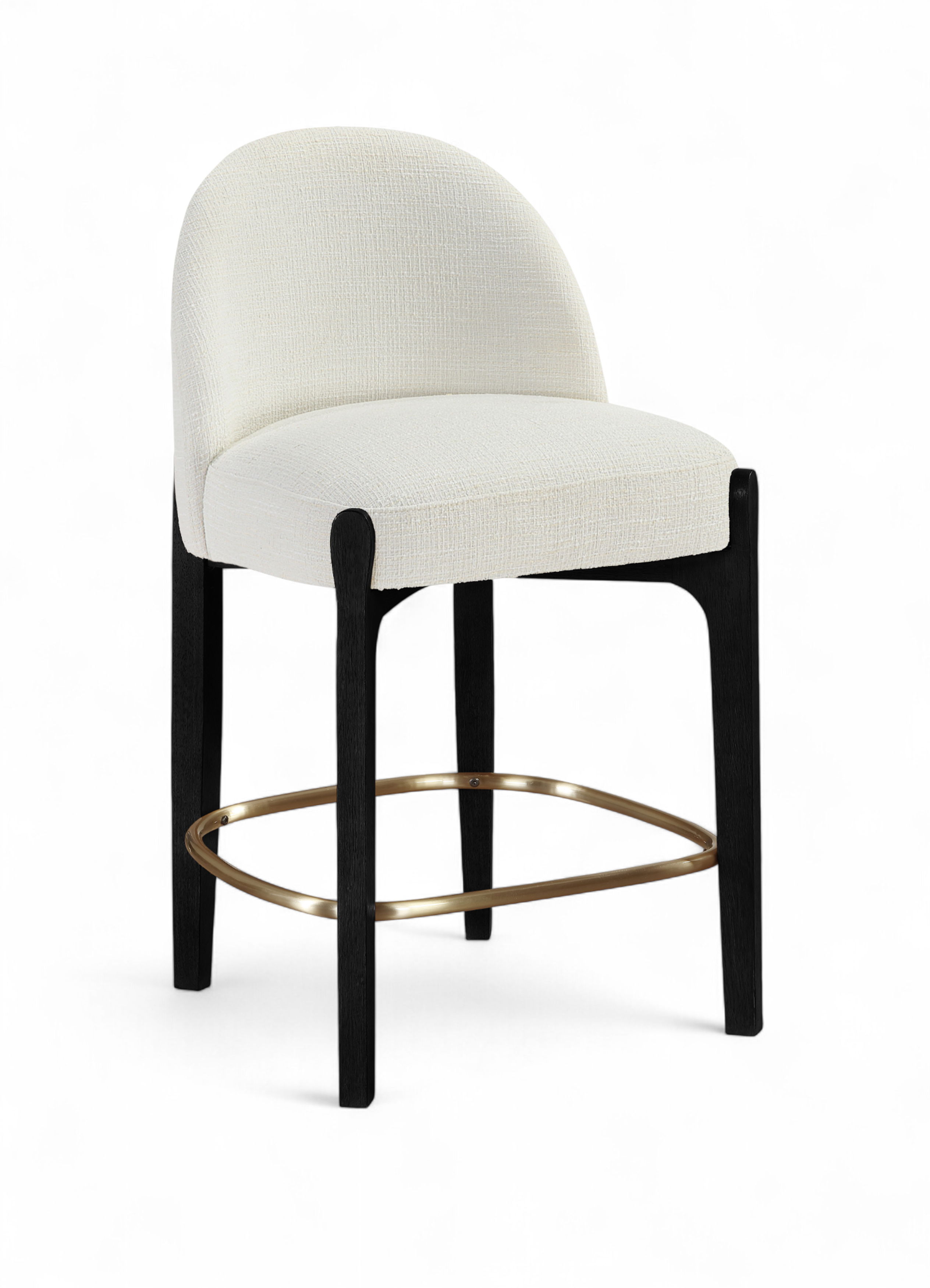 Torino - Fabric Upholstered Counter Stool (Set of 2) - Cream / Brushed Black