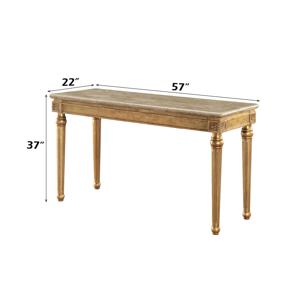 Daesha - Sofa Table - Marble Top & Antique Gold, beige, view 4