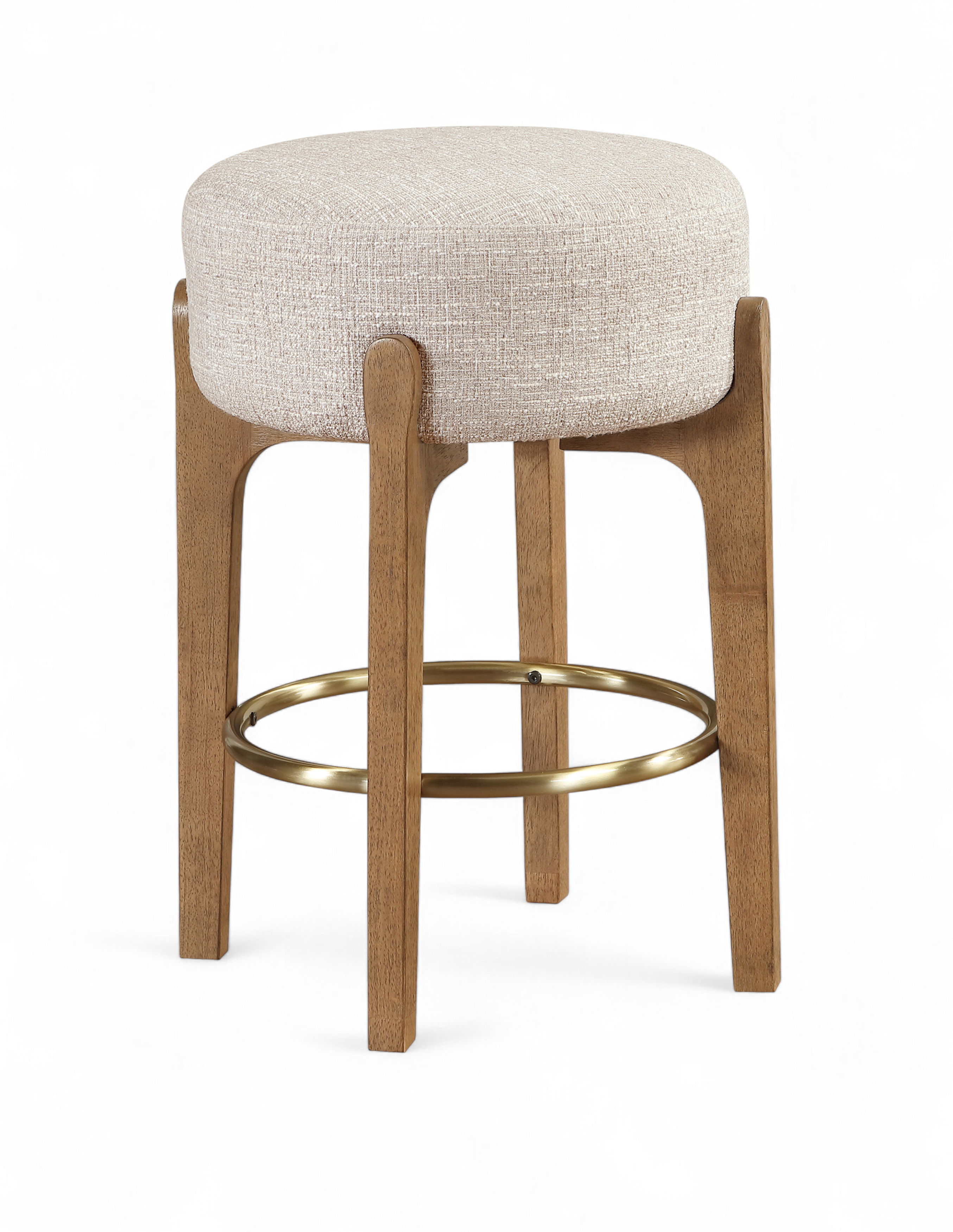 Torino - Fabric Upholstered Backless Counter Stool (Set of 2) - Beige / Brushed Brown