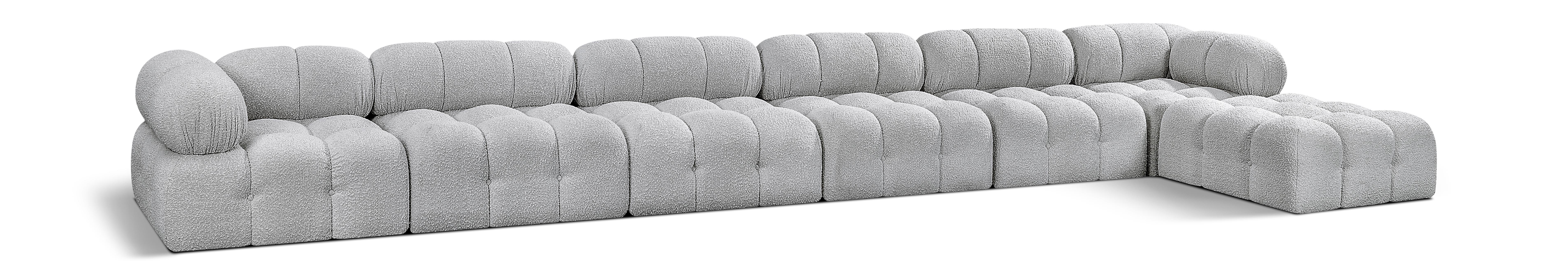 Ames - 7 Piece Boucle Fabric Modular L-Shaped Sectional - Gray