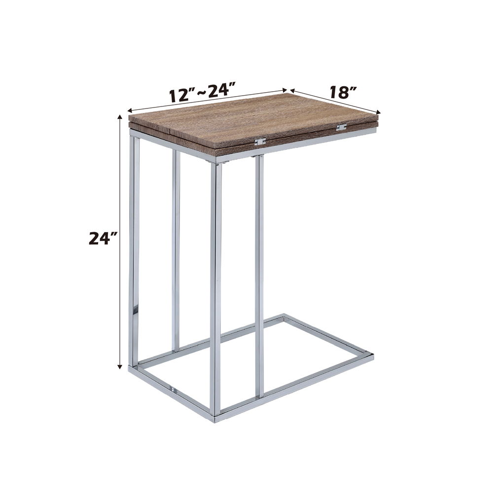 Danson - Accent Table - Weathered Oak & Chrome, silver, view 6