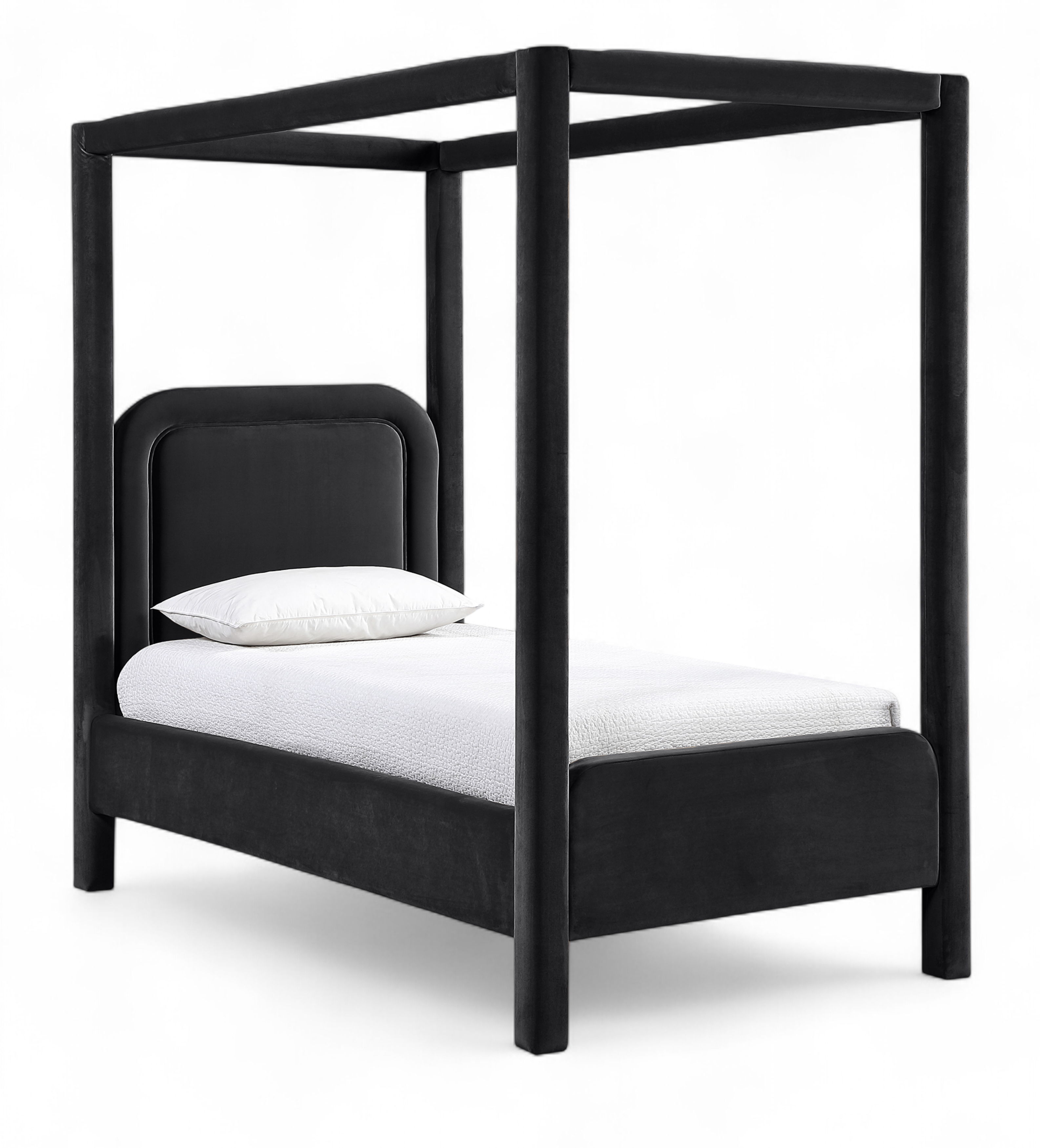 Salina - Velvet Upholstered Twin Bed - Black