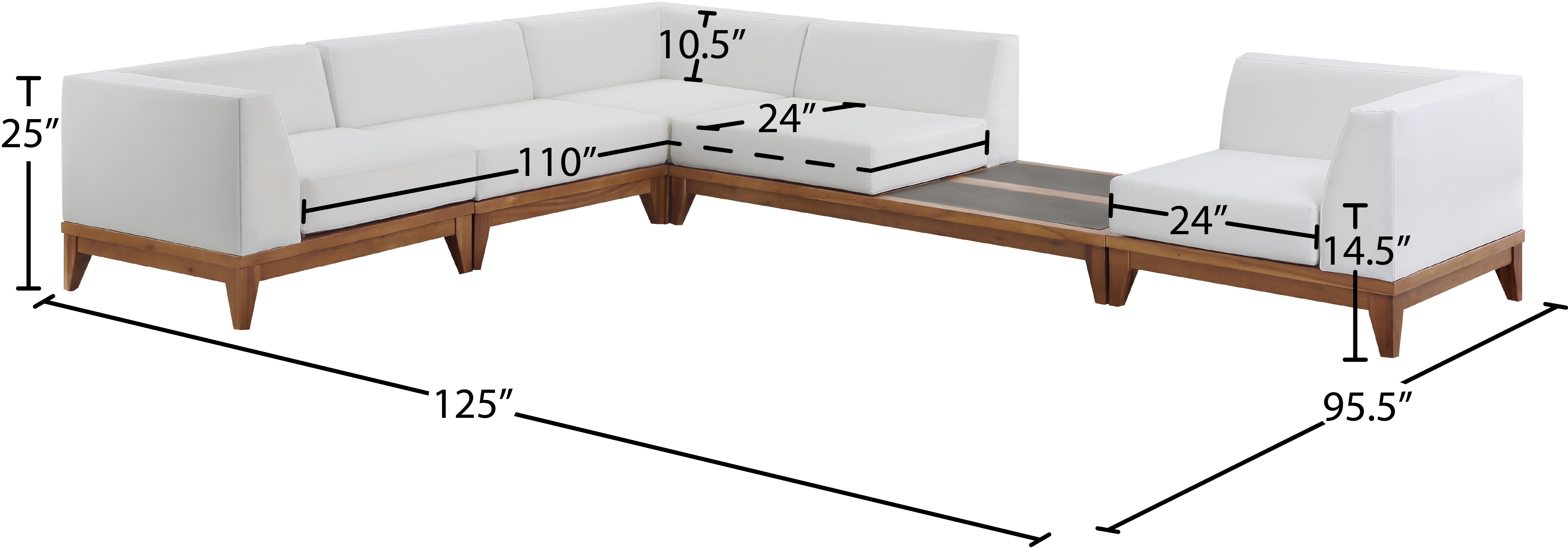 Rio - 5 Piece Wood Modular Sectional - Off White