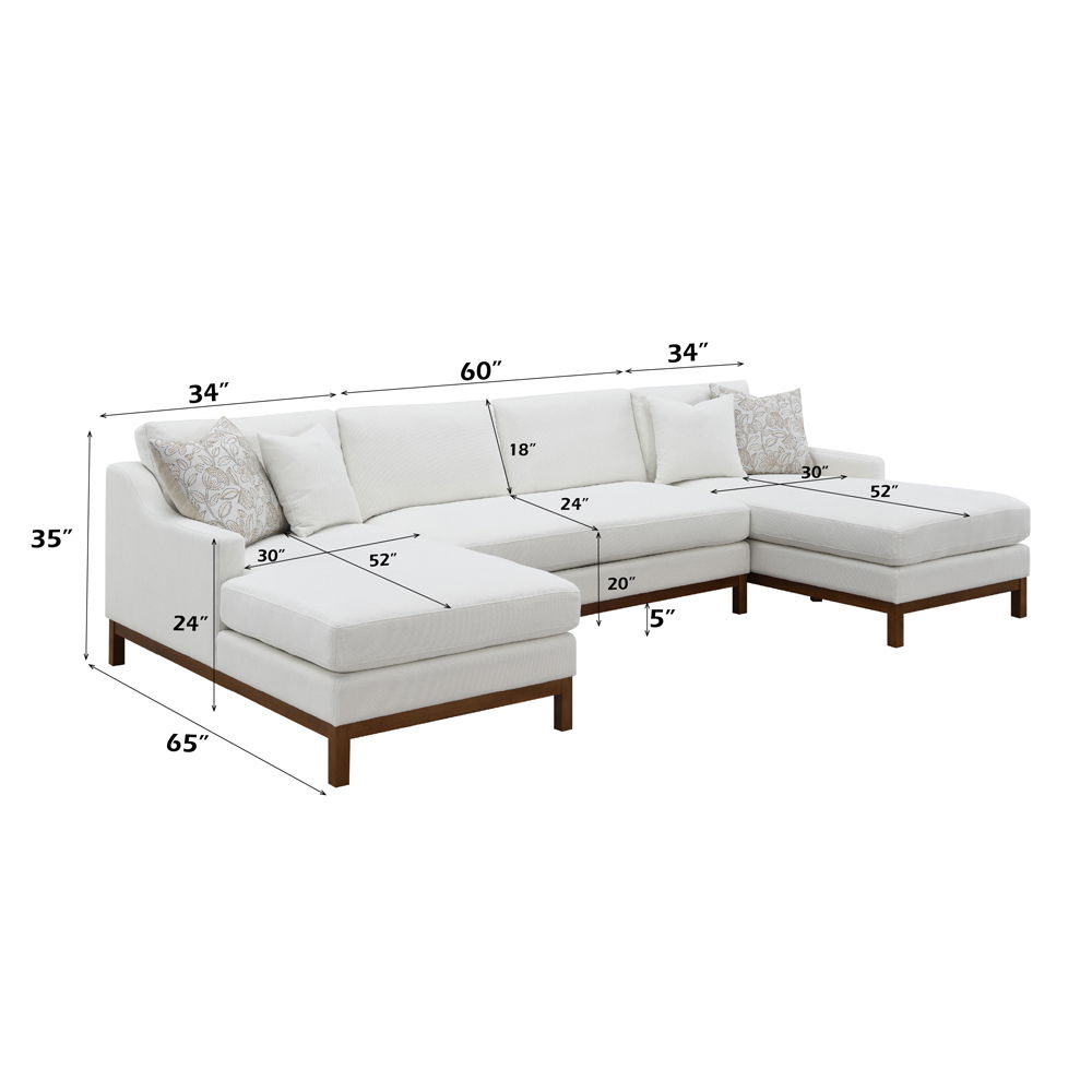 Valiant - Sectional Sofa With 4 Pillows - Ivory Chenille, white, view 5