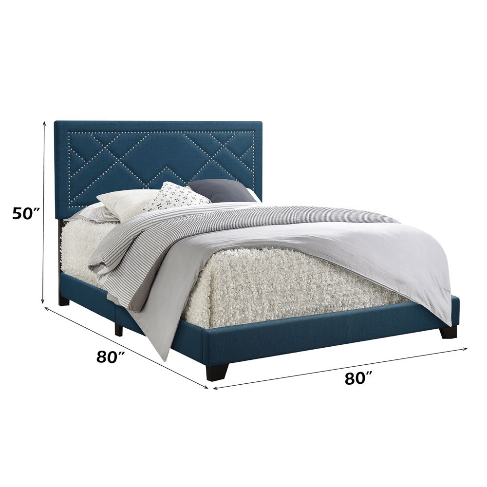 Ishiko - Eastern King Bed - Dark Teal Linen, blue, view 3