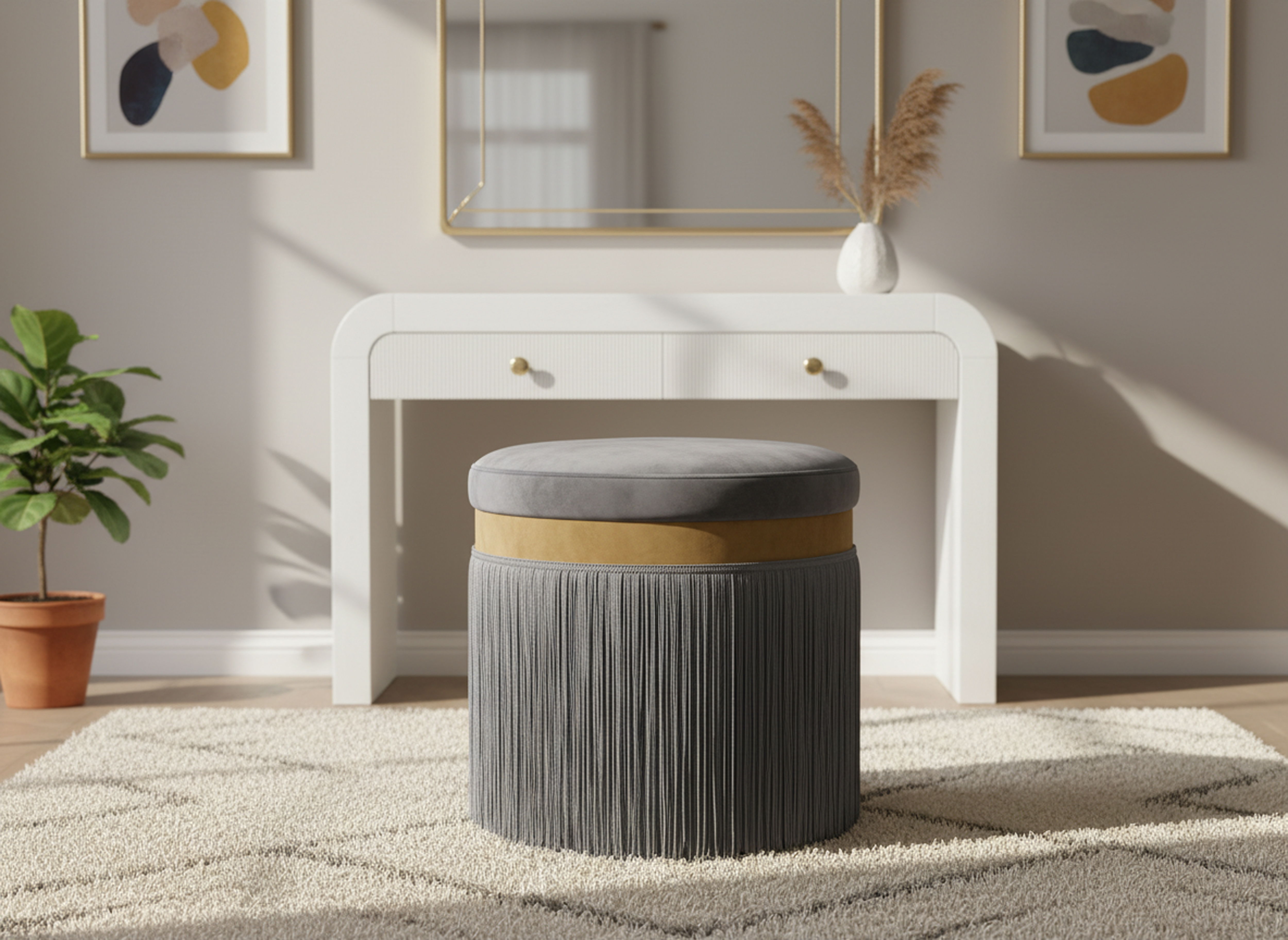 Yasmine - Ottoman / Stool - Gray