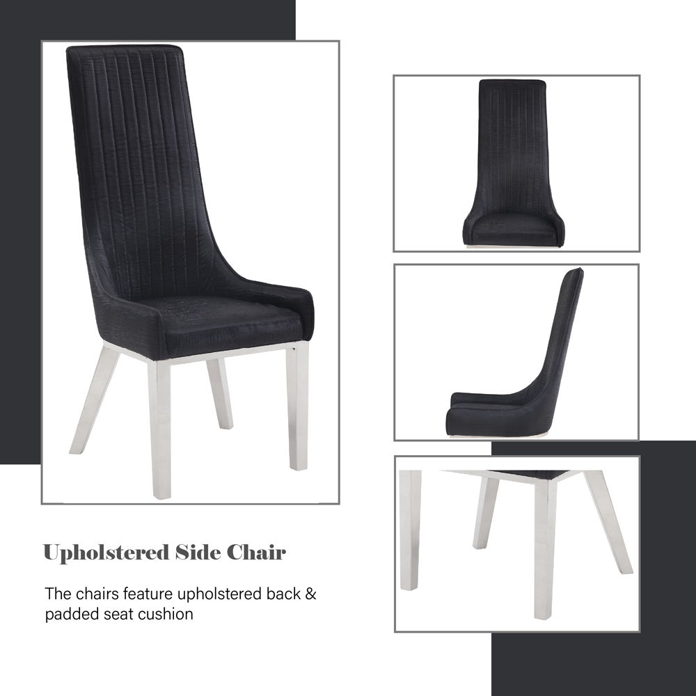 Gianna - Side Chair (Set of 2) - Black Velvet & Stainless Steel, black, view 5