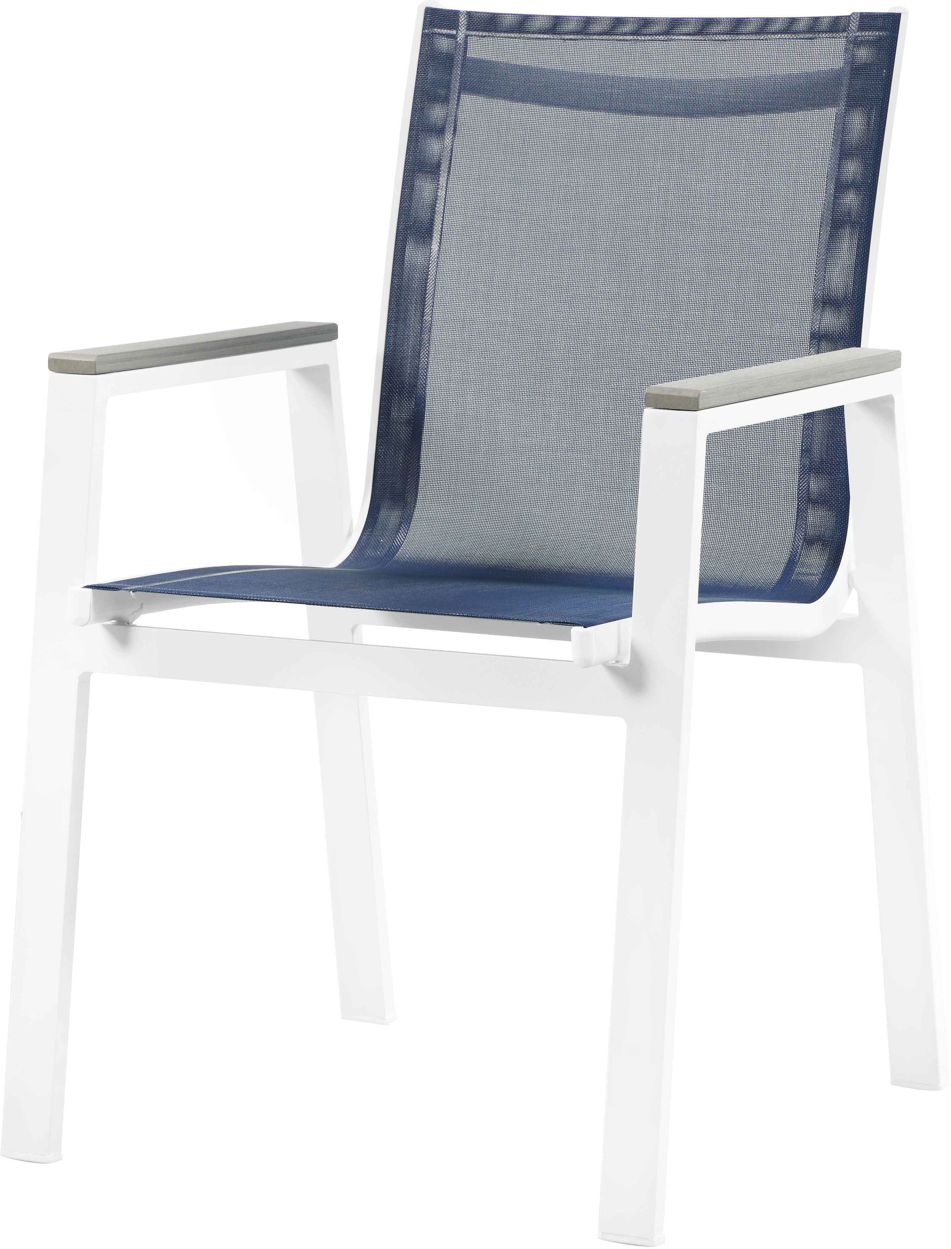 Nizuc - Outdoor Patio Dining Arm Chair With White Frame And Gray Arms (Set of 2) - Navy