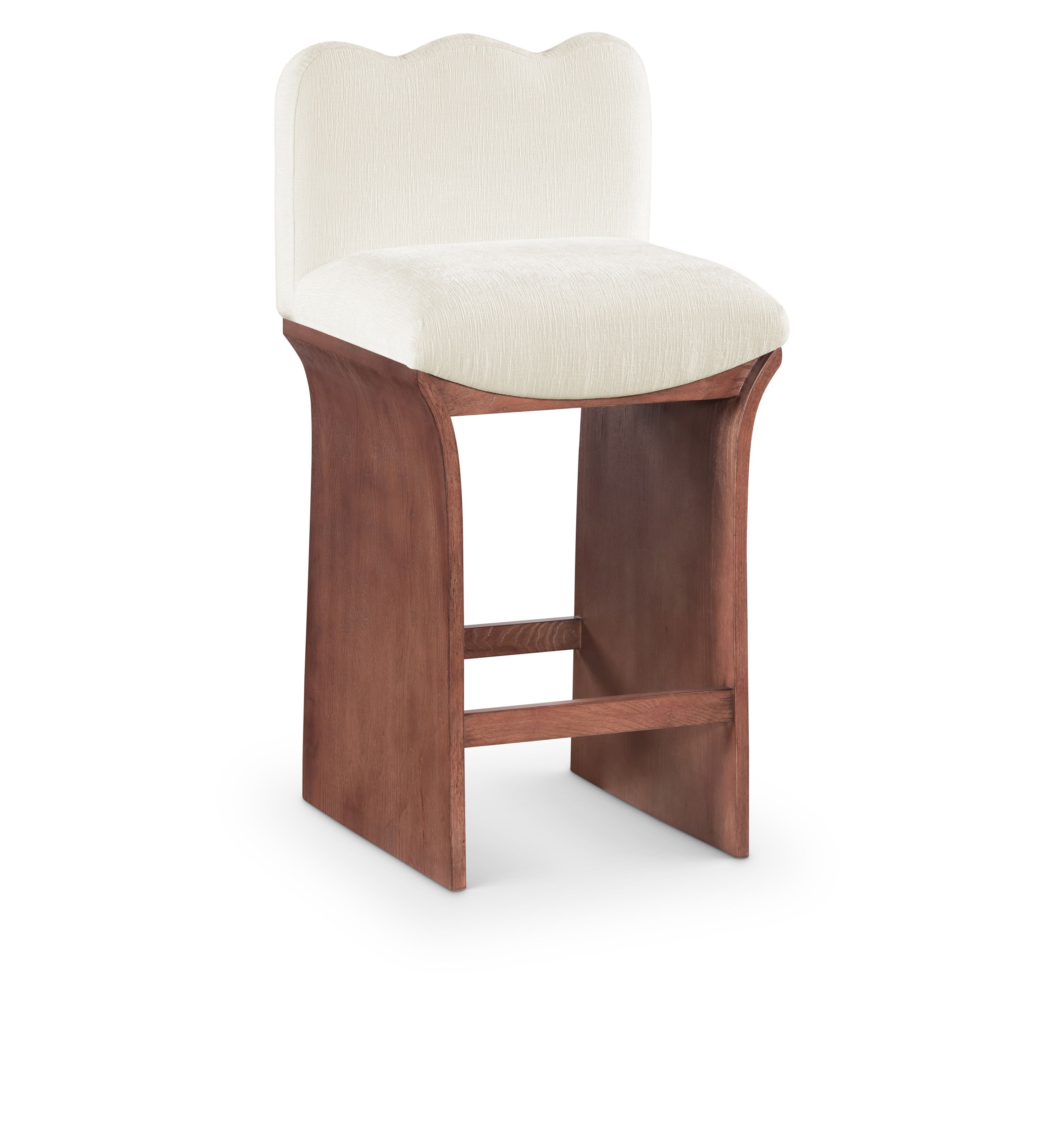 Shaw - Chenille Fabric Upholstered Counter Stool - Cream