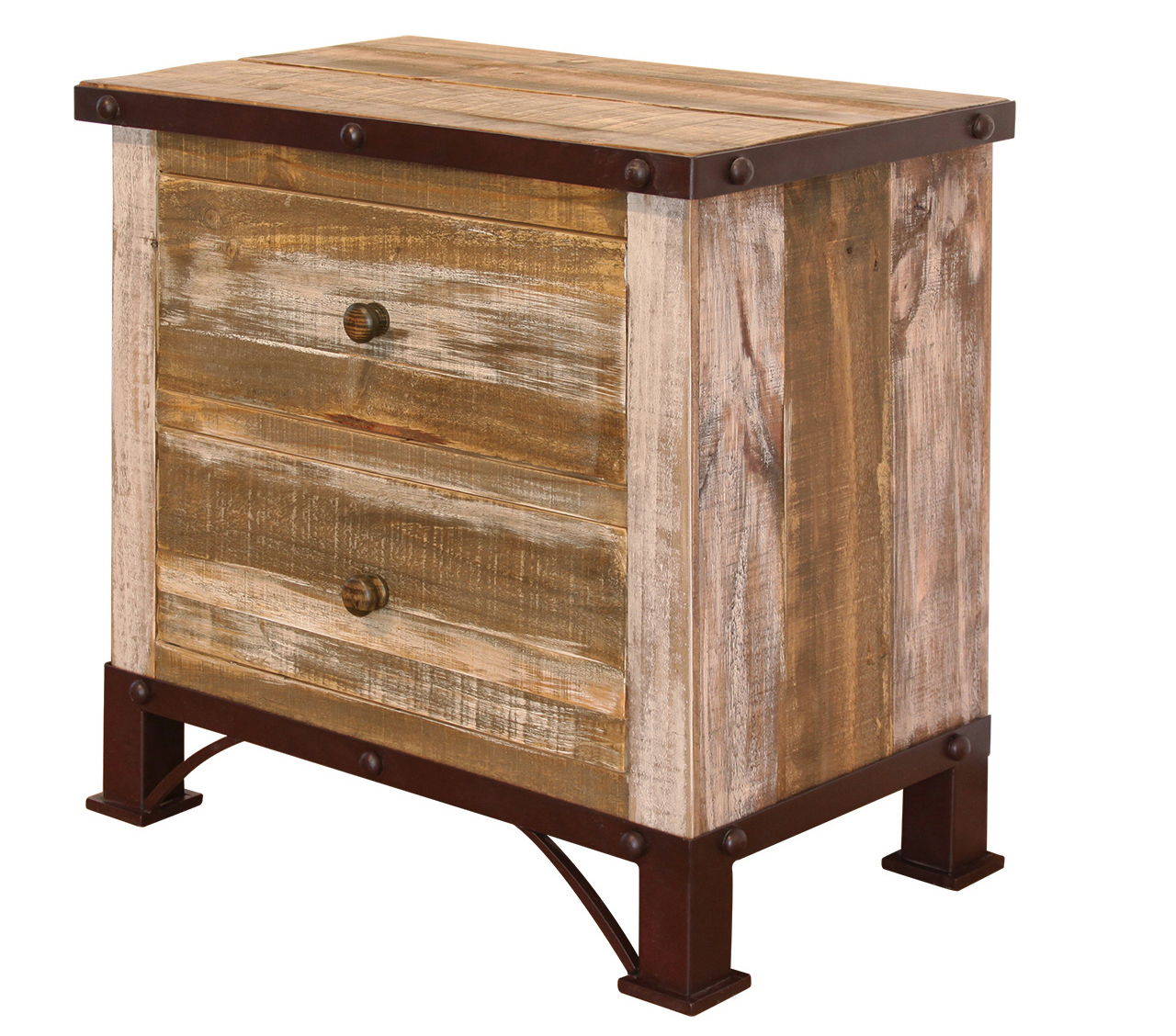 International Furniture Direct Antique - 2 Drawer Nightstand - Multicolor