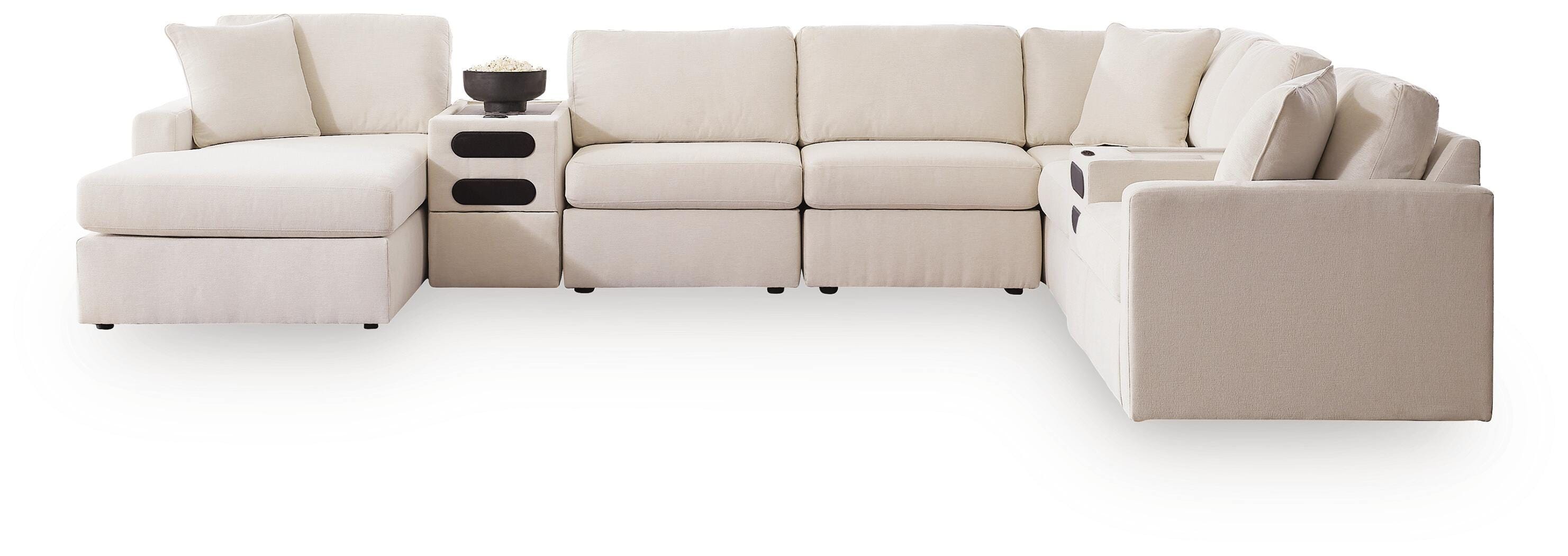 Modmax – 8-Piece Sectional With LAF Corner Storage Chaise And 2 Audio Consoles – Oyster
