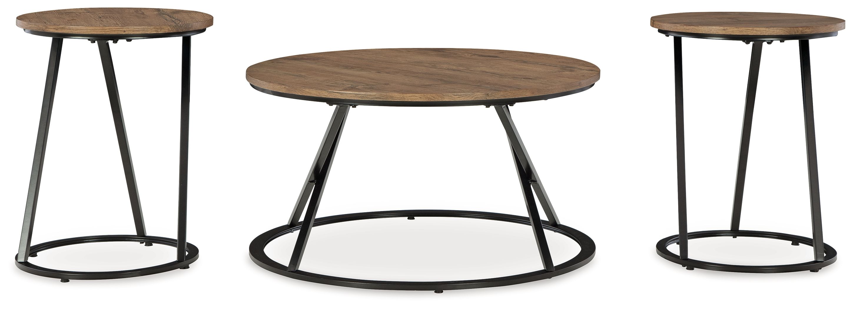 Ashley Furniture Cassbryn - Occasional Table Set (Set of 3) - Brown / Black - Image 3