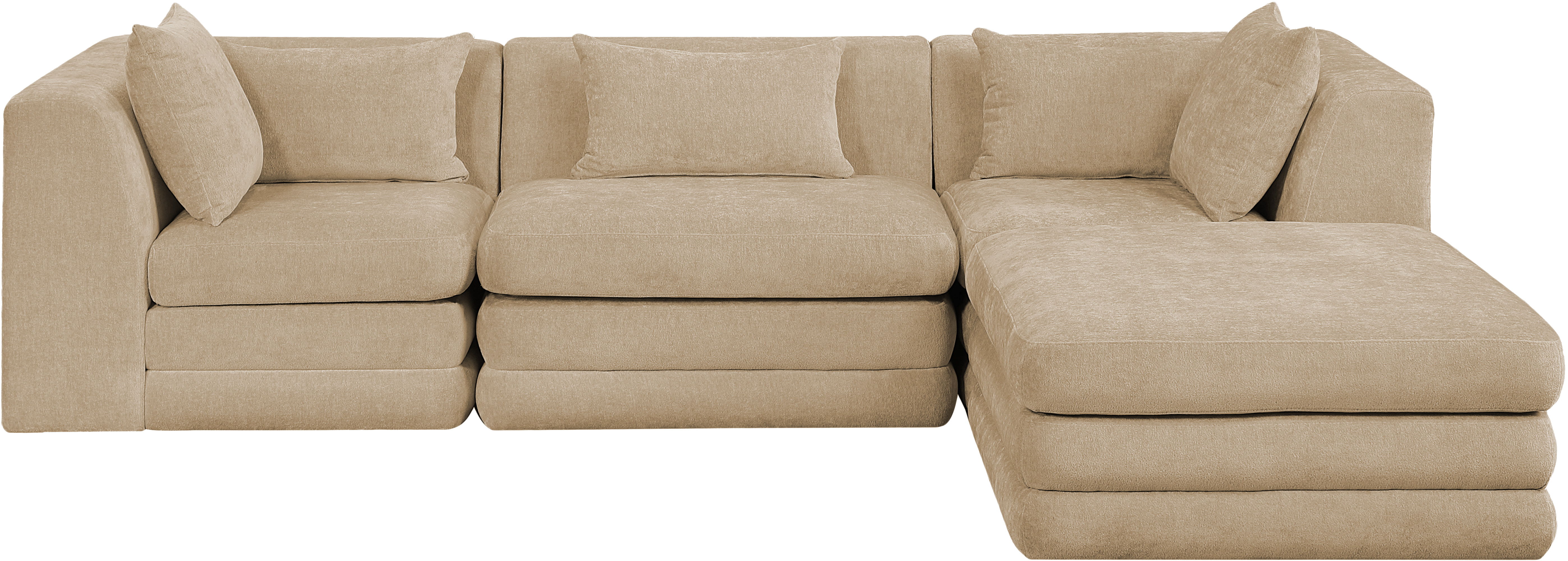 Stellar - 4 Piece Chenille Fabric 114" Upholstered Modular Sectional - Beige