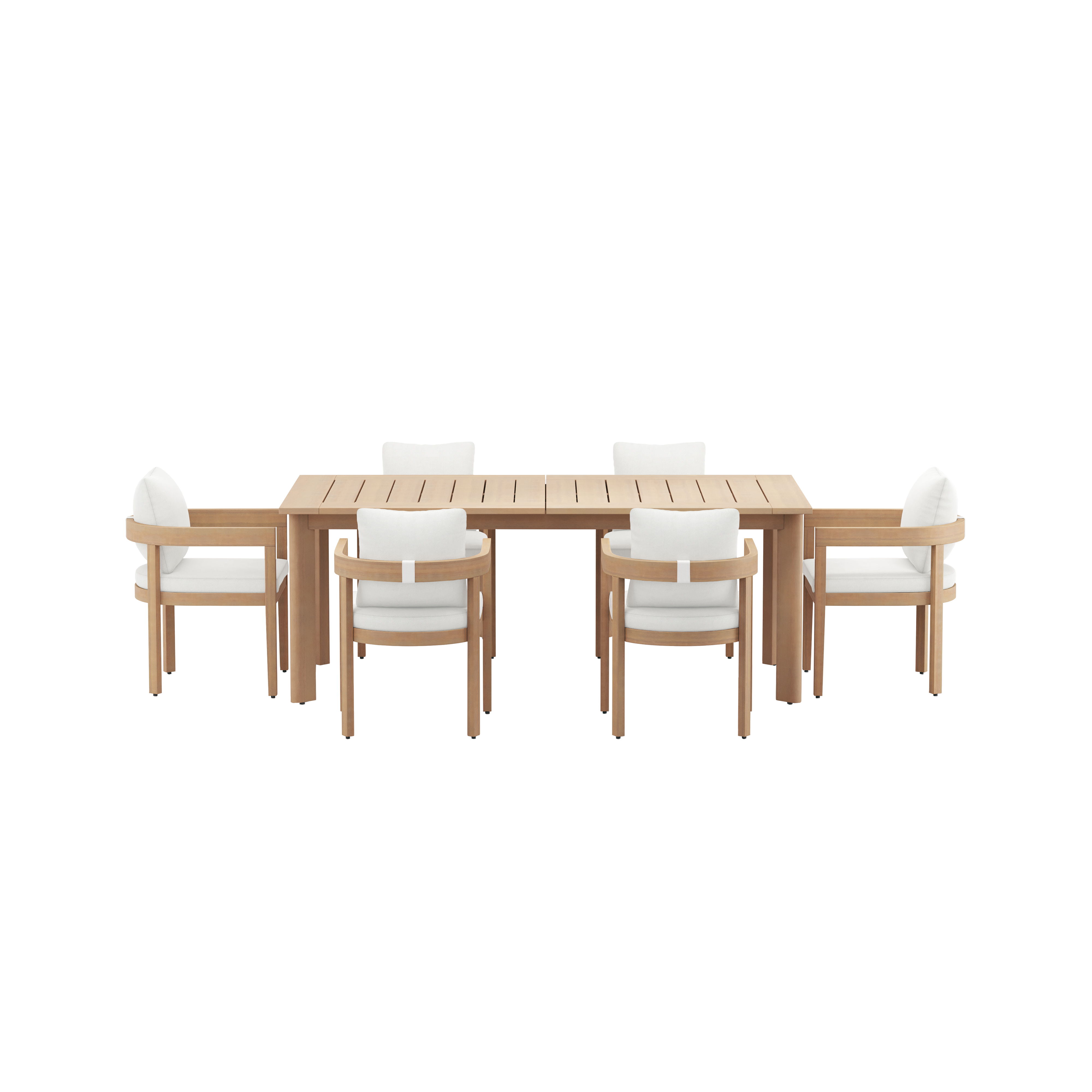 Wesley - Patio 7 Piece Dining Set Table & 6 Chairs - White