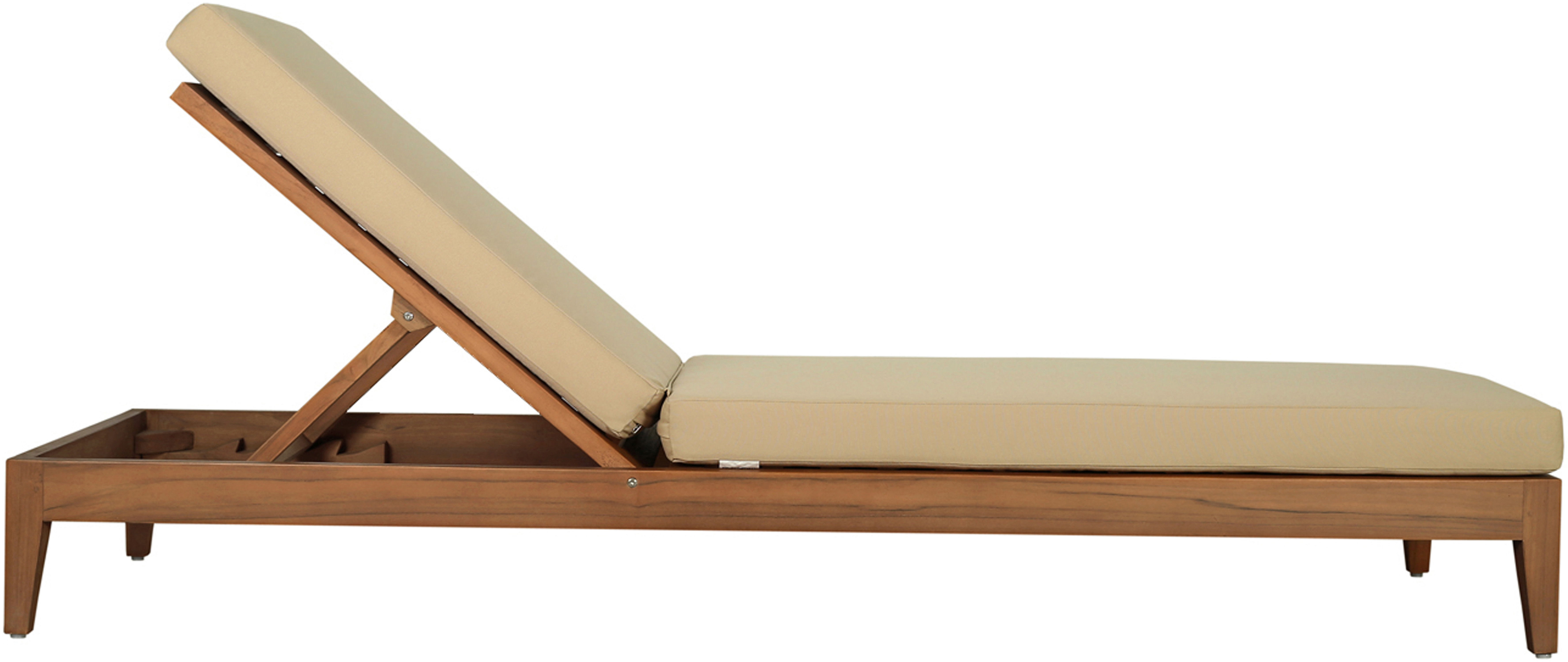 Mirella - Water Resistant Fabric Upholstered Outdoor Patio Chaise Lounge - Tan