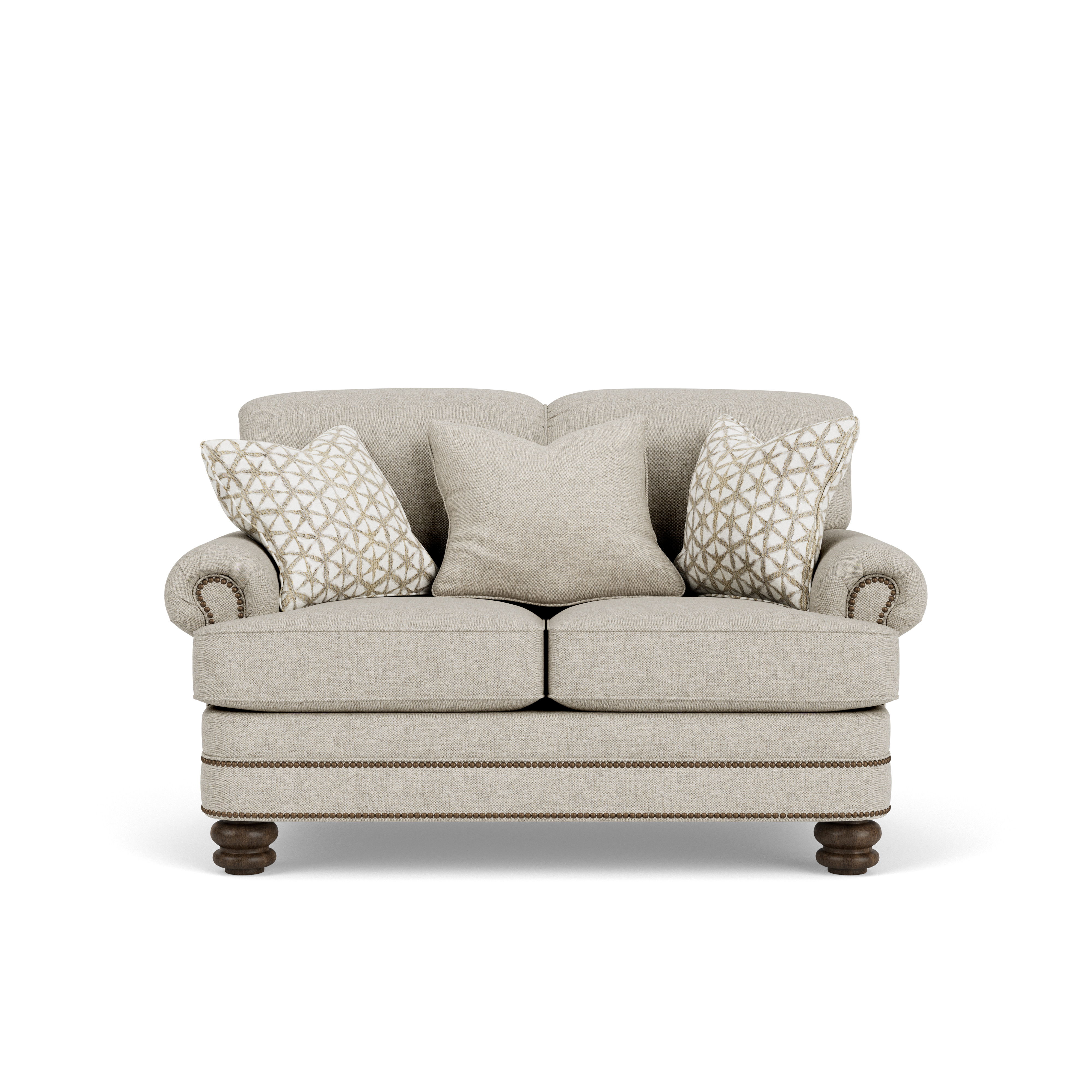 Bay Bridge - Fabric Loveseat, Nailhead Trim, light gray, view 5