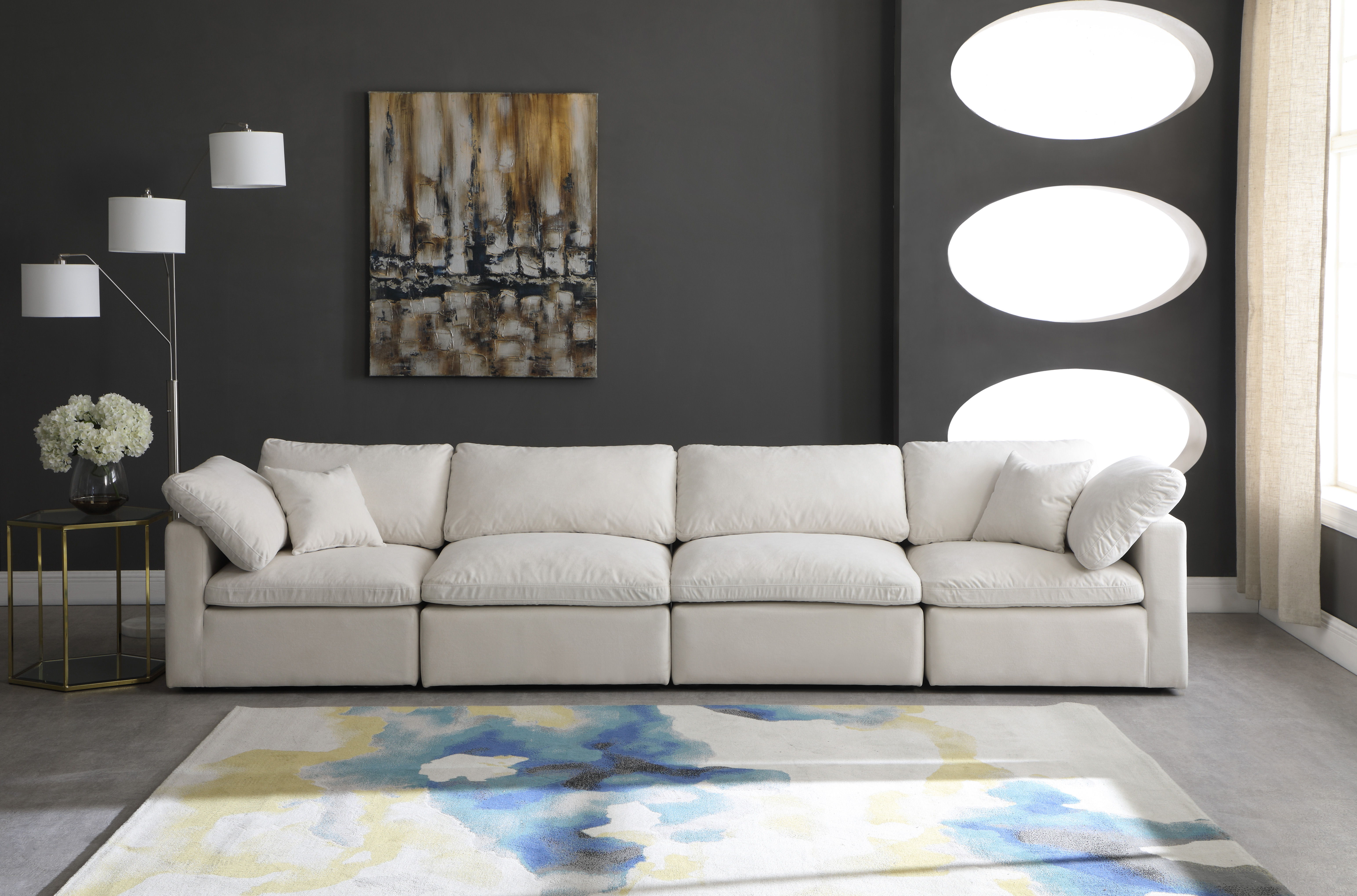 Plush - 4 Piece Modular Sofa - Cream