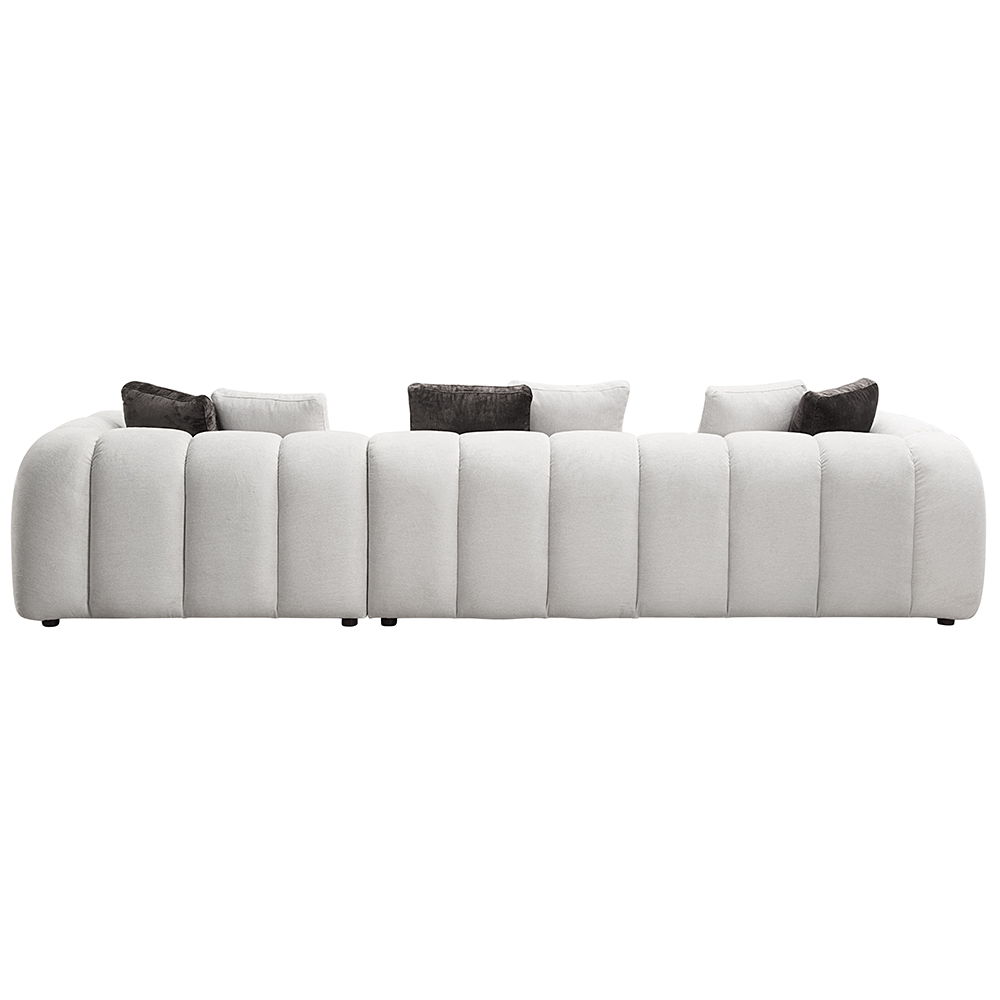 Manilla - Sectional Sofa With 8 Pillows - Ivory White Linen, white, view 3