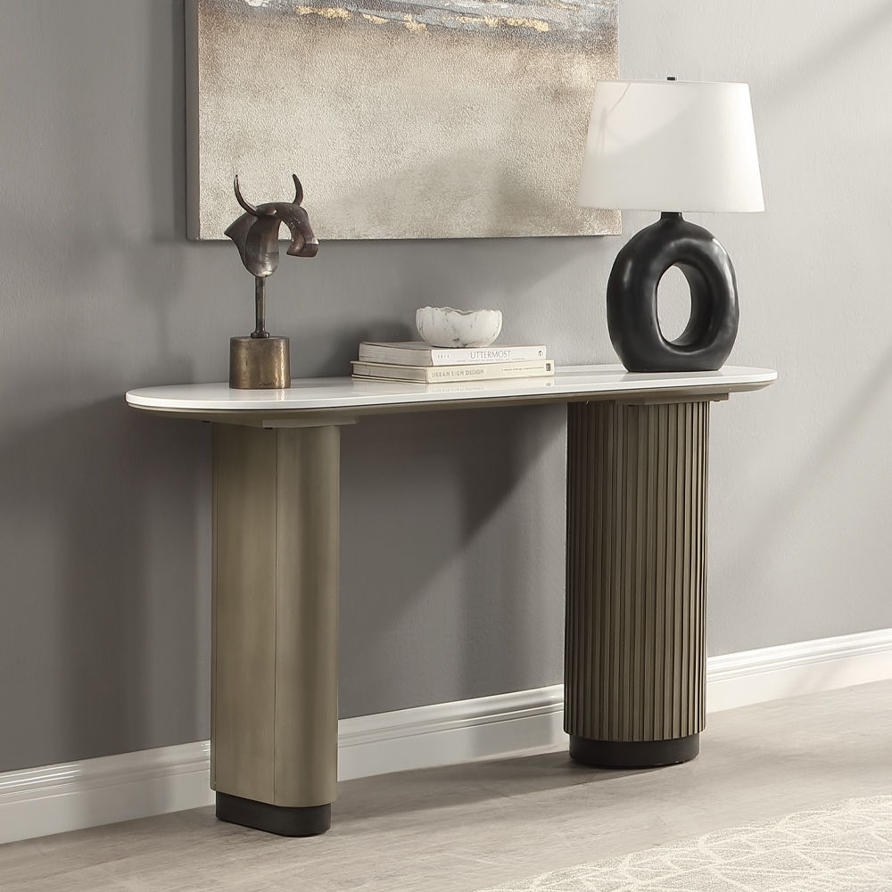 Clayten - Sofa Table - Engineered Top & Light Oak, gray, view 8