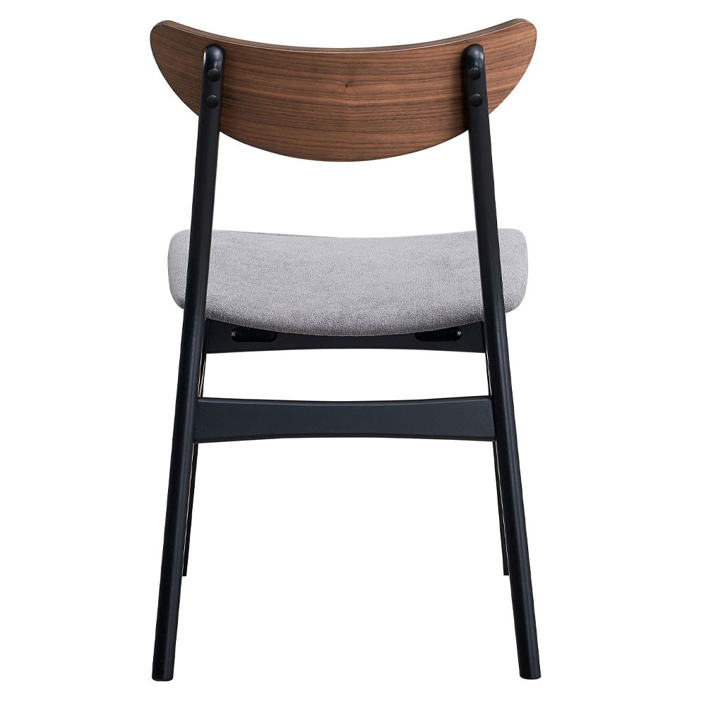 Rebi - Side Chair (Set of 2) - Gray Linen, Walnut & Black, black, view 4