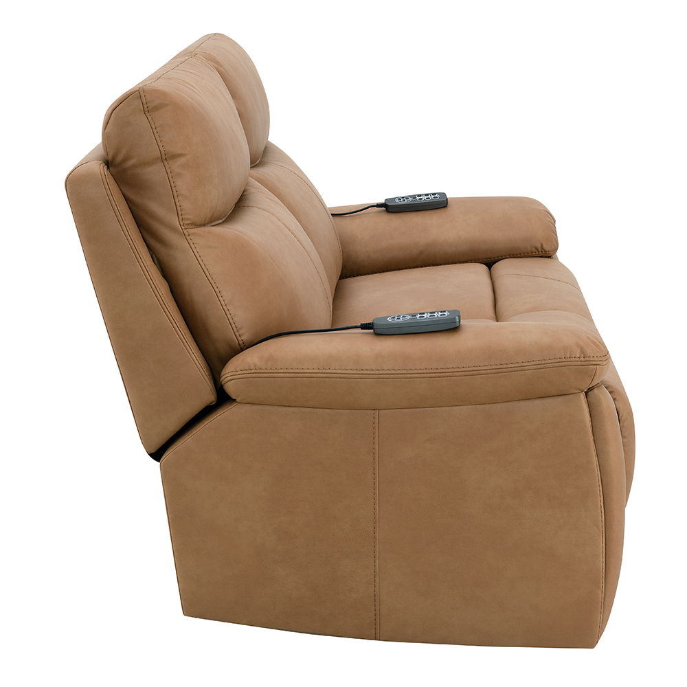 Chavis - Power Motion Loveseat With USB & Power Headrest - Brown, light brown, view 4