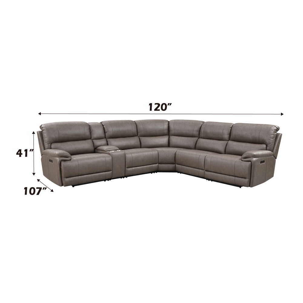 Kantu - Motion Sectional Sofa - Brown Synthetic Leather, dark gray, view 6