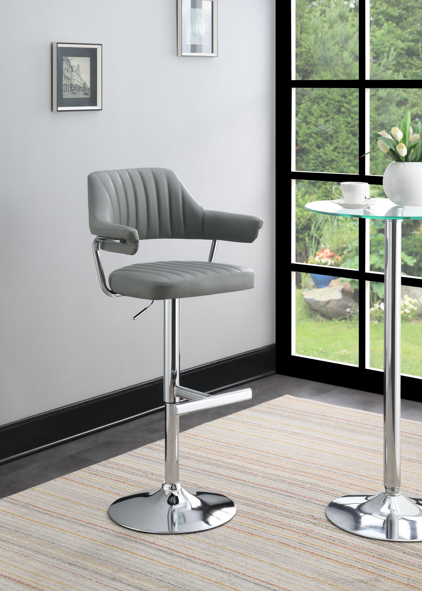 ST125 - Faux Leather Bar Stool (Set of 2) - Gray