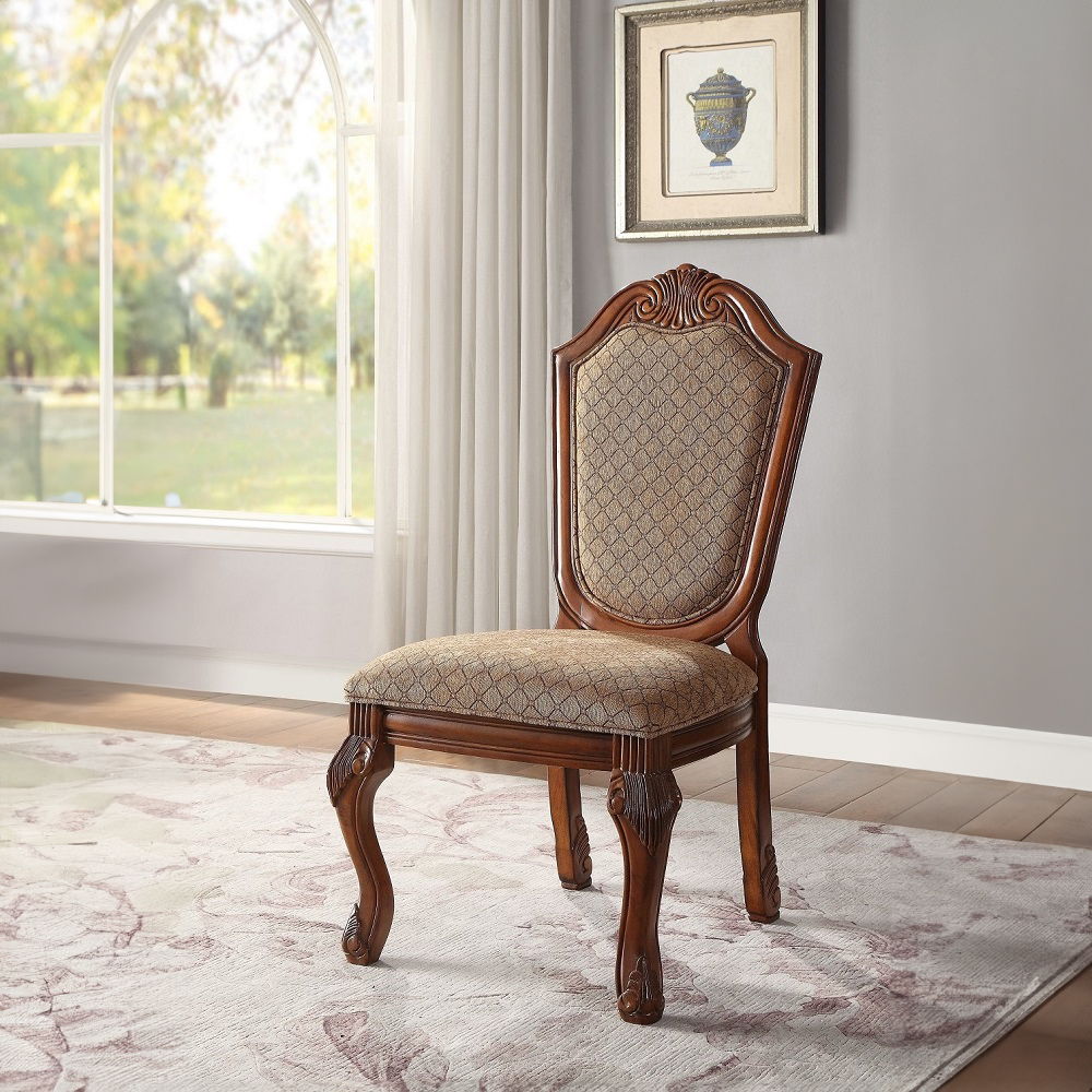 Chateau De Ville - Side Chair (Set of 2) - Fabric & Cherry, dark brown
