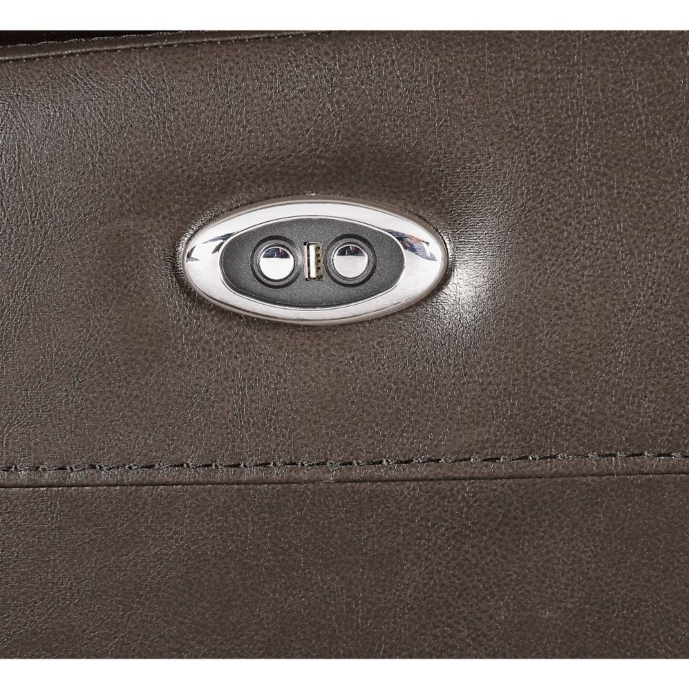 Aashi - Power Motion Recliner - Brown Leather-Gel Match, dark brown, view 2