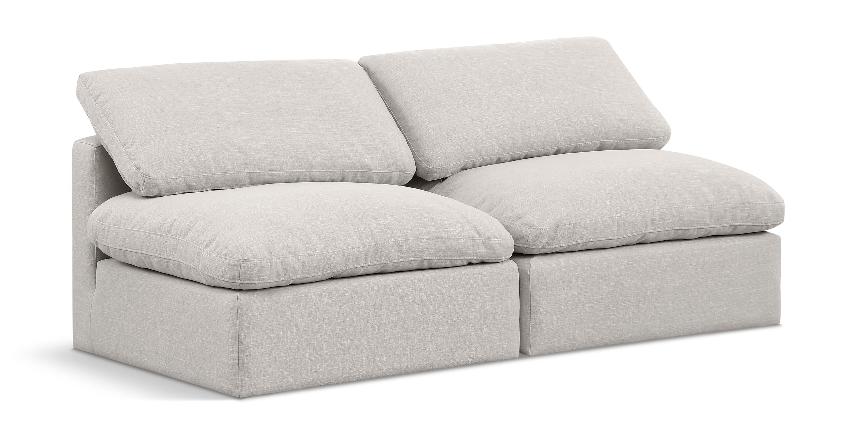 Indulge - Linen 2 Seat Modular Armless Sofa - Cream