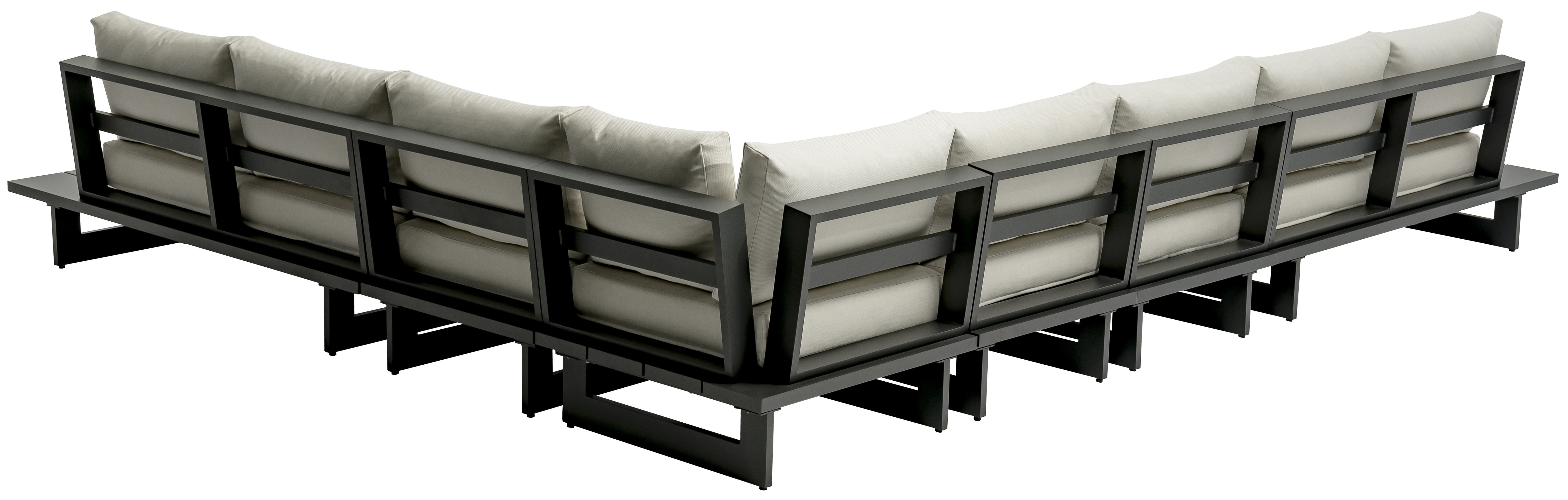 Maldives - 6 Piece Water Resistant Outdoor Patio Modular Corner Sectional With Gray Base - Cream