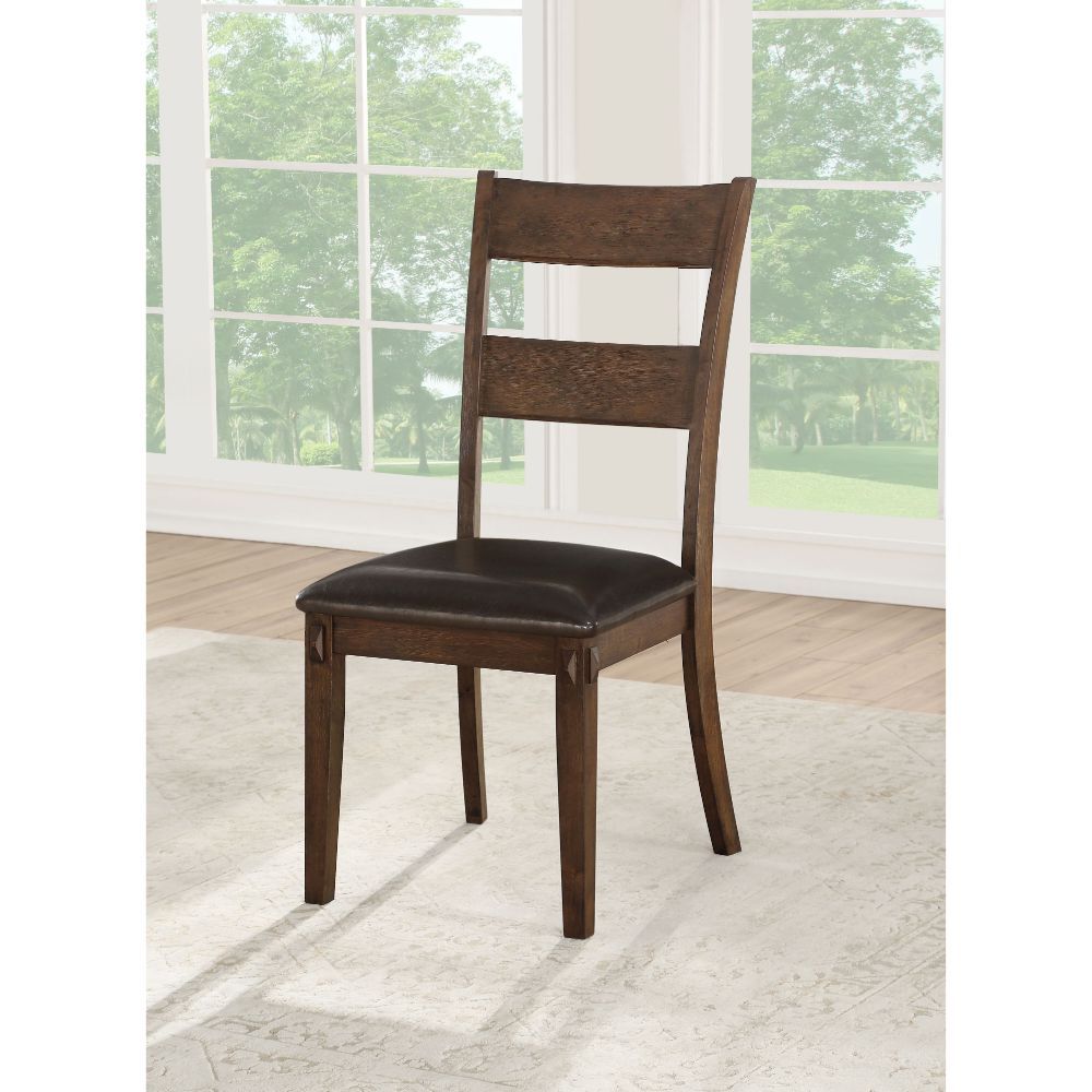 Nabirye - Side Chair (Set of 2) - Esspresso Synthetic Leather & Dark Oak, dark brown, view 4