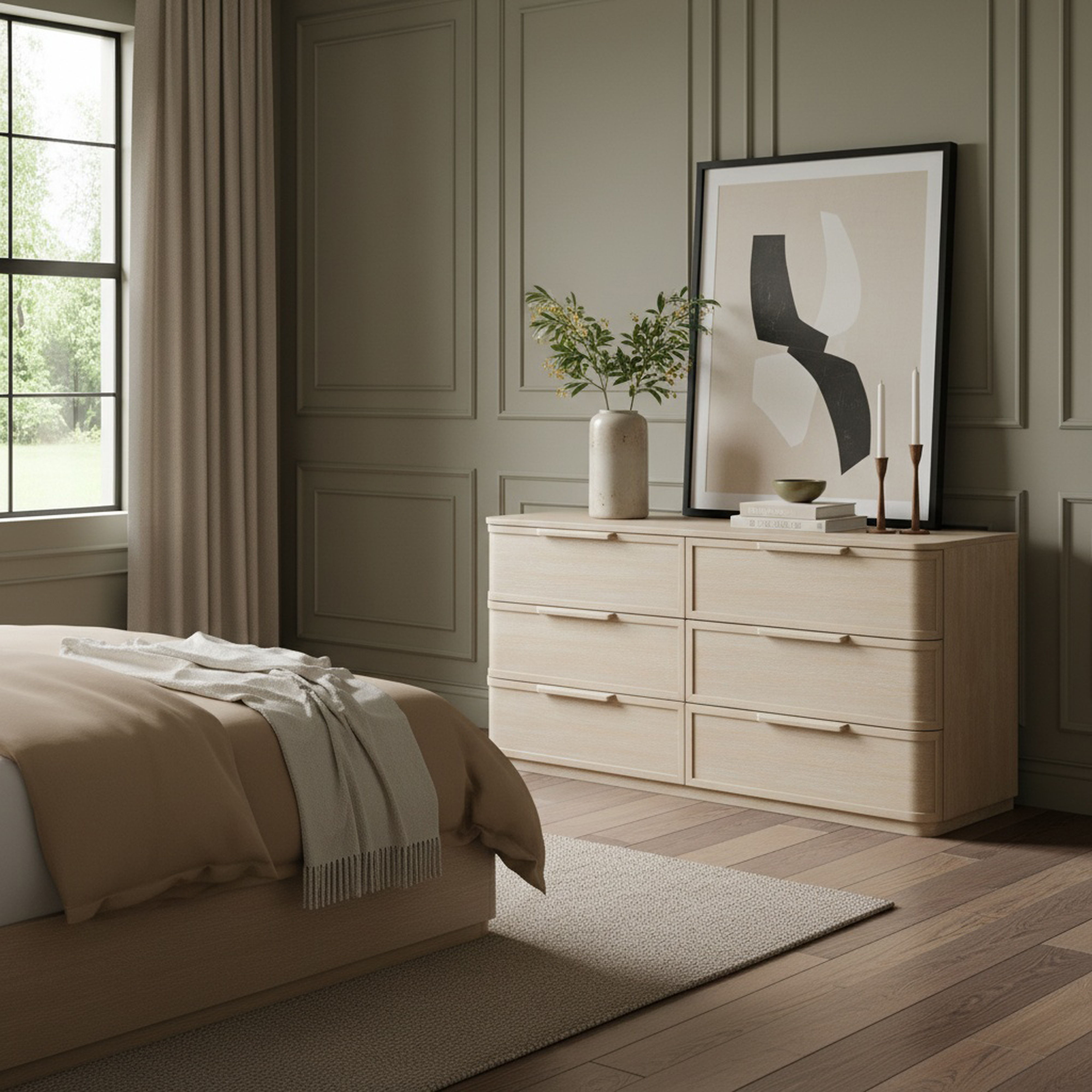 Tiberio - Oak Veneer And Solid Wood Dresser - Natural