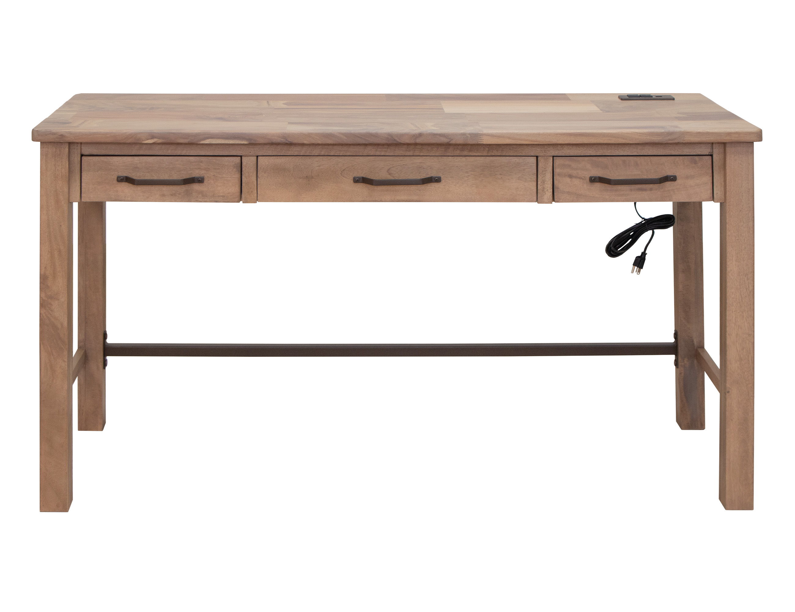 International Furniture Direct Natural Parota - Desk - Brown Cappuccino