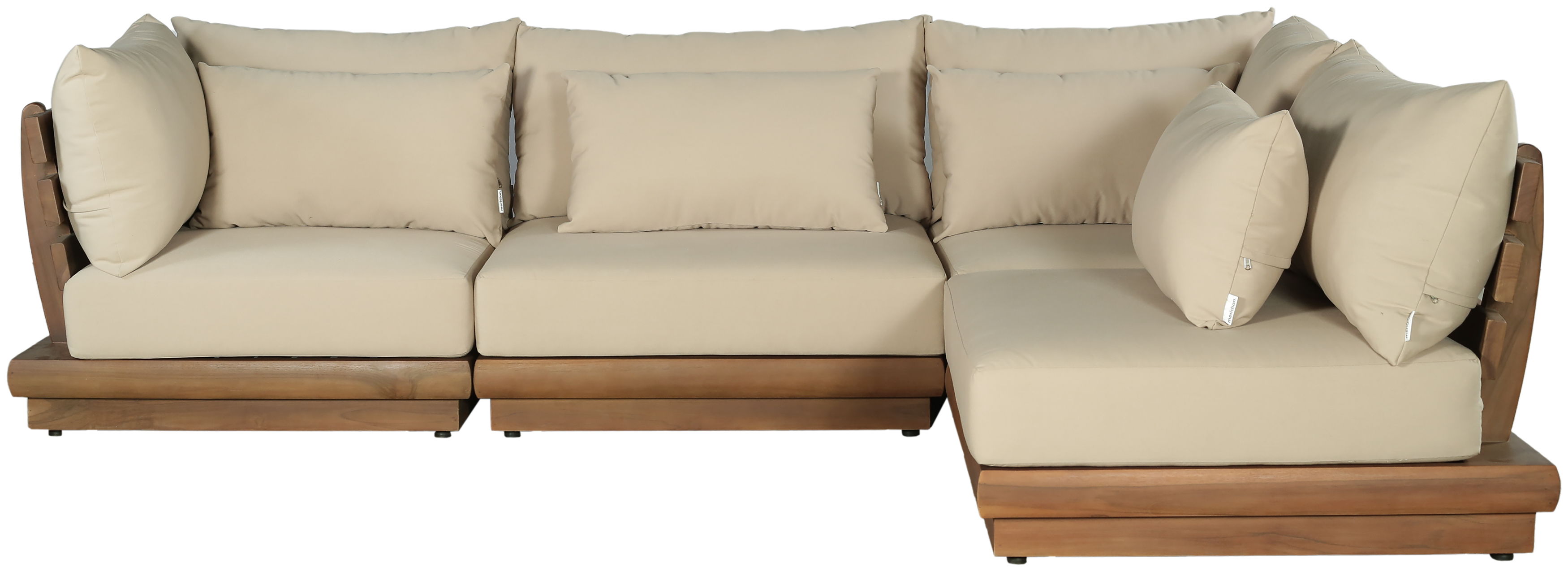 Mirella - 4 Piece Water Resistant Fabric Upholstered Outdoor Patio Modular Sectional - Tan