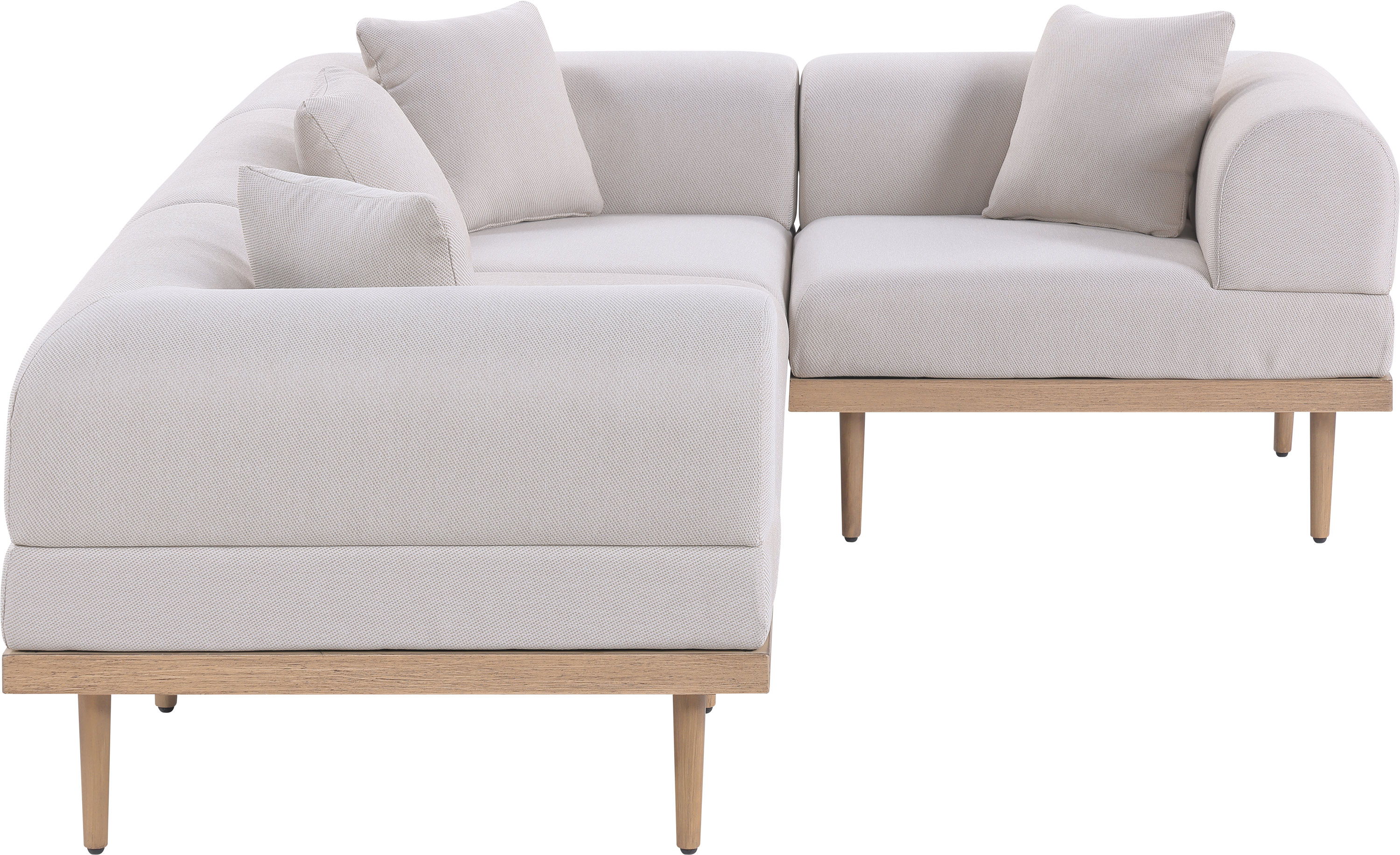 Laguna - 4 Piece Resilient Water Resistant Fabric 106.5" Outdoor Patio Modular Sectional - Beige