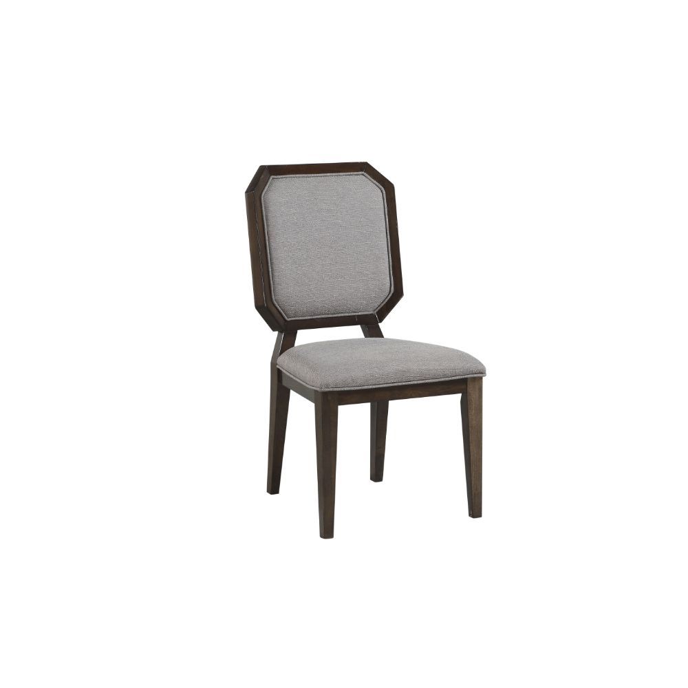 Selma - Side Chair (Set of 2) - Gray Fabric & Tobacco, dark brown