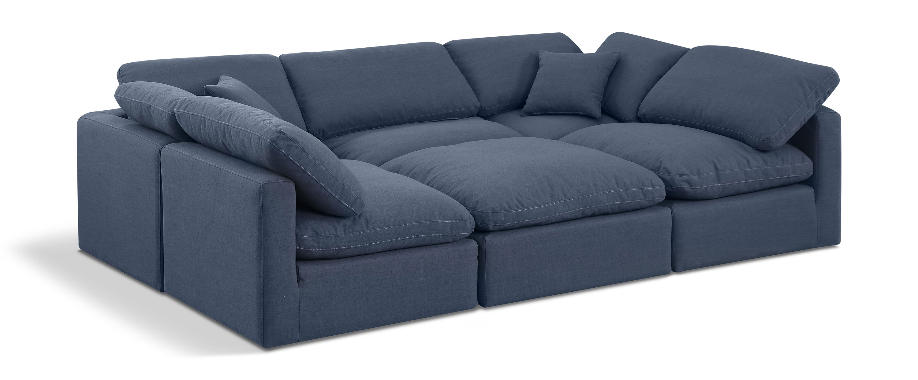 Indulge - Linen 6 Piece Modular Sectional - Navy